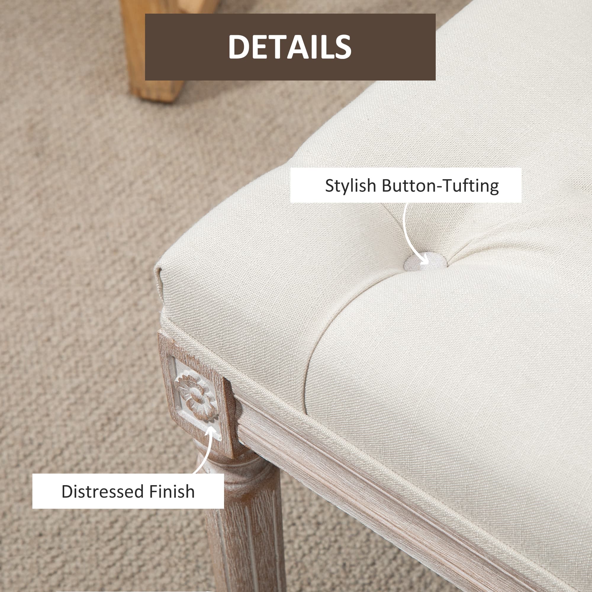 Transform Your Space with this Cream Tufted Bedroom Bench - image 4