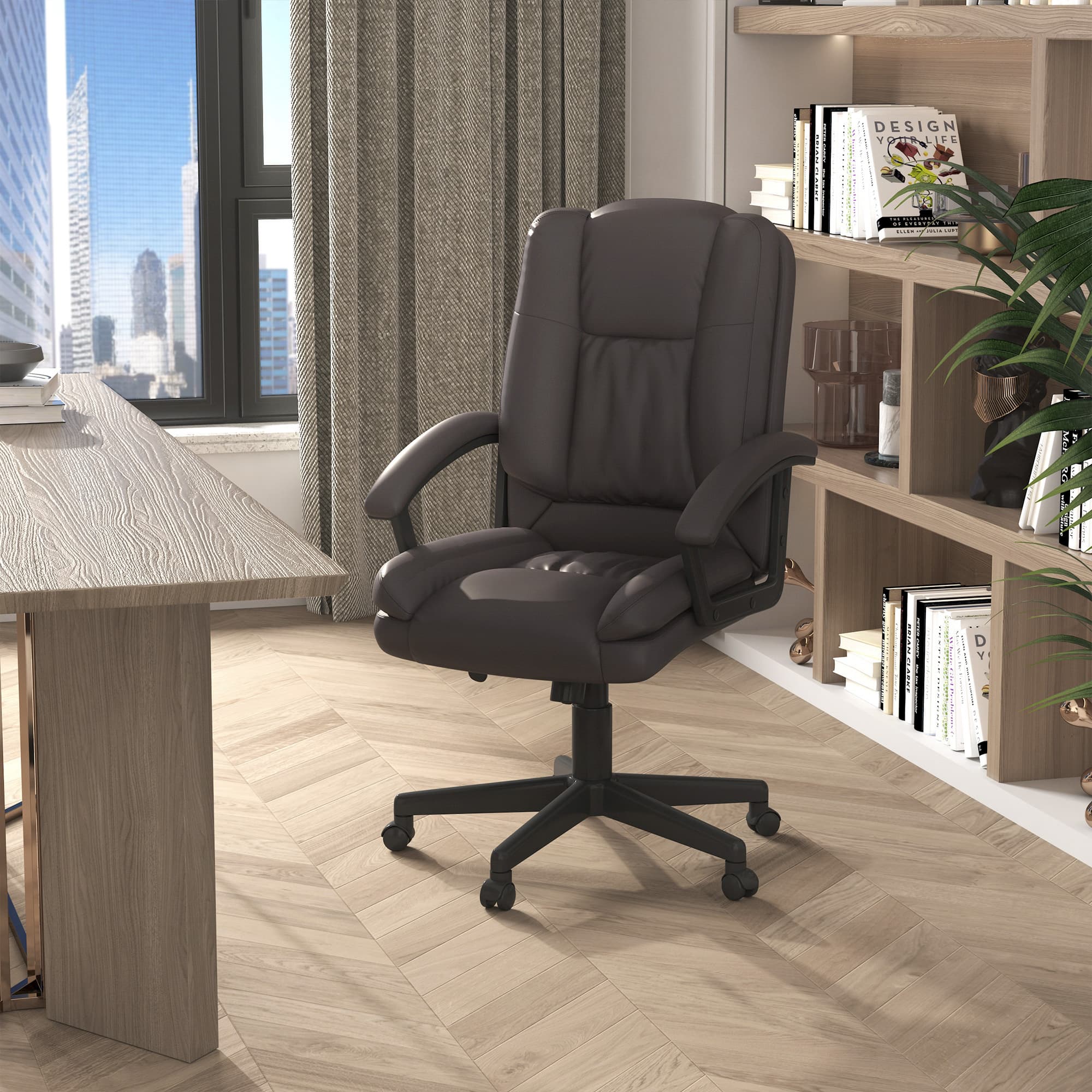 Premium Brown Faux Leather Adjustable Executive Office Chair - image 4