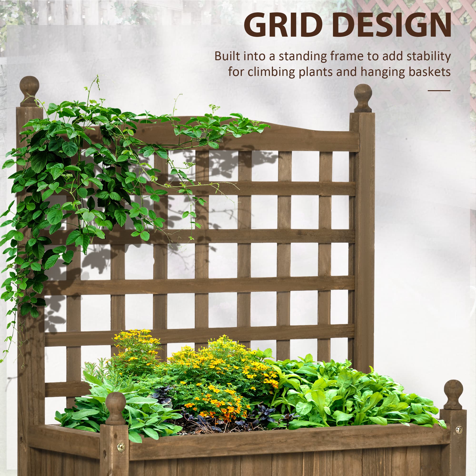 Wooden Planter Box with Trellis for Climbers - image 1