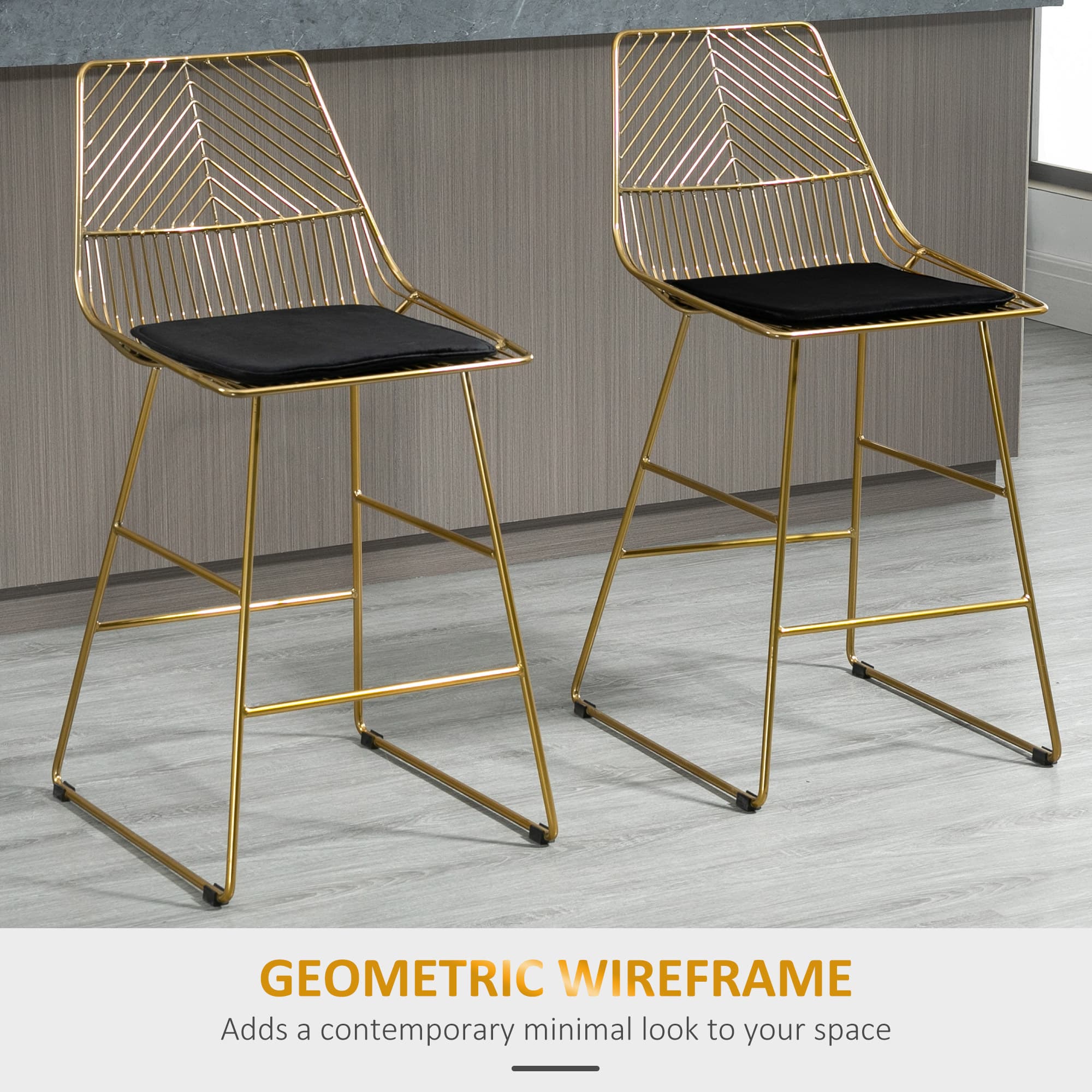 Transform Your Kitchen with Modern Gold Geometric Bar Stools - image 4