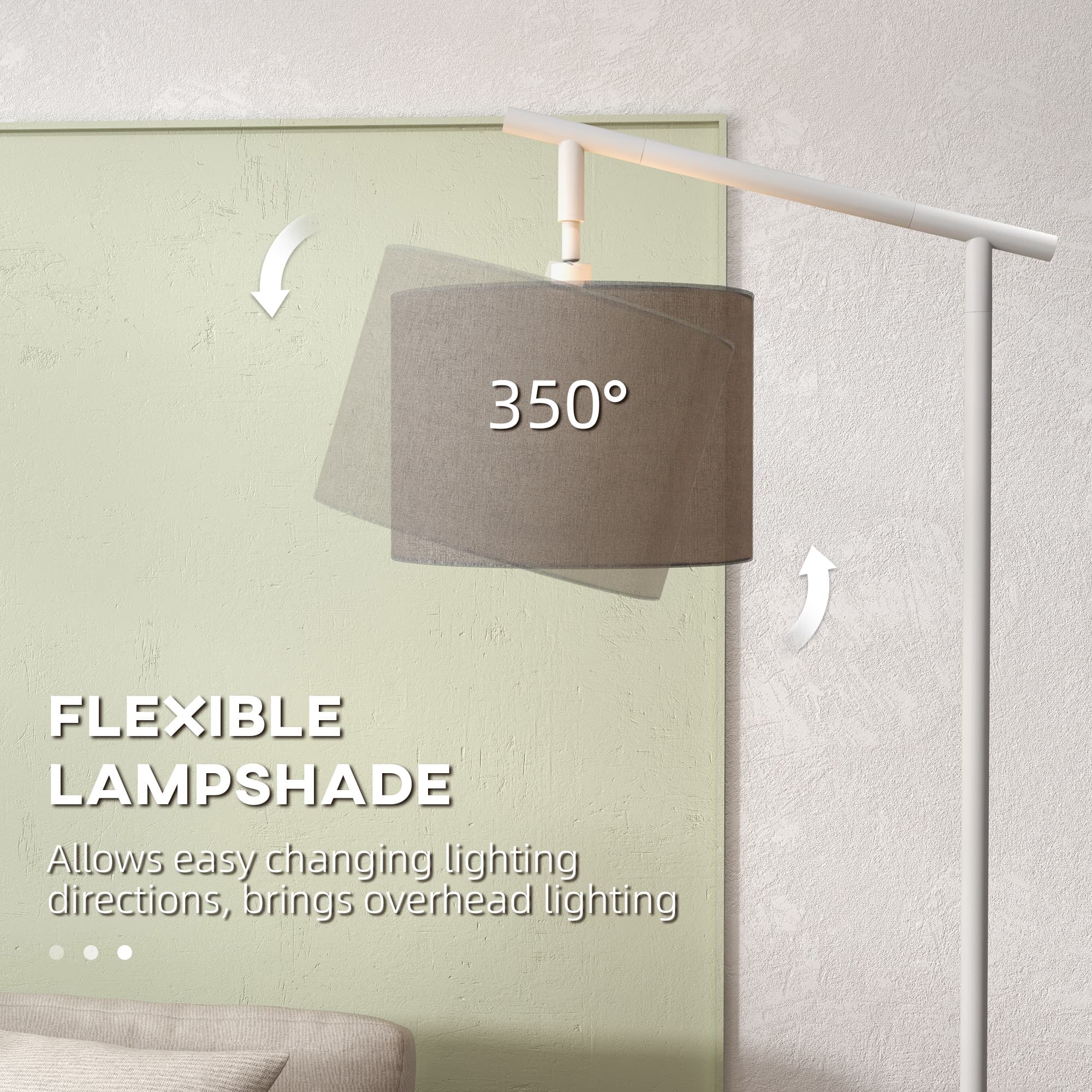 Grey Floor Lamp with Adjustable Shade and LED Bulb - image 7