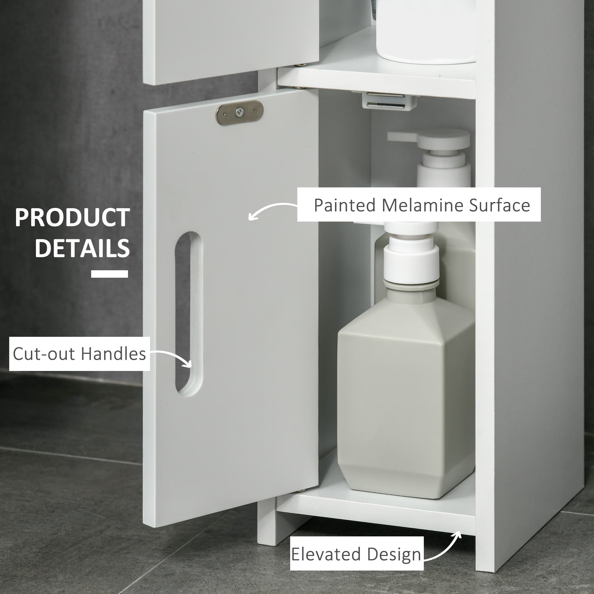 Freestanding Tall Slim White Bathroom Cabinet with Shelves and Drawers - image 6