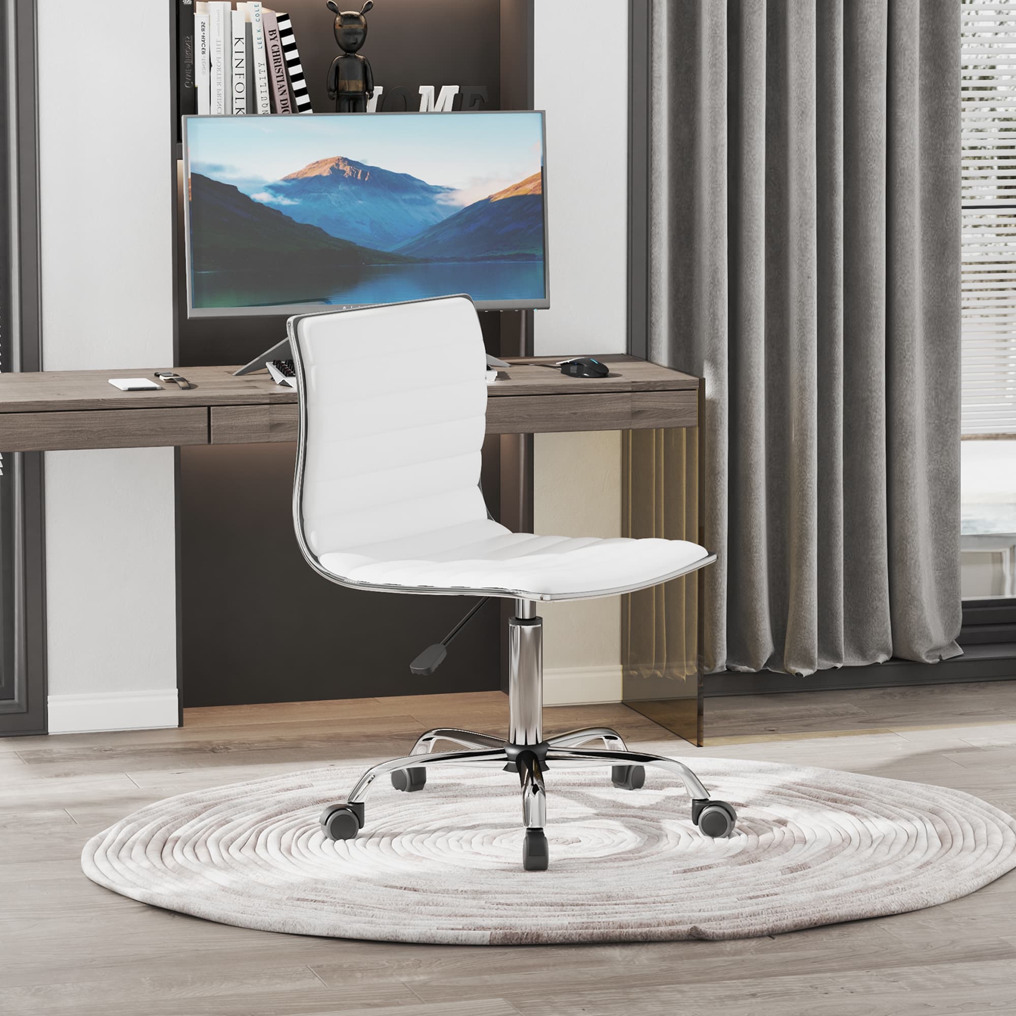 Transform Your Workspace with this White Armless Office Chair - image 3