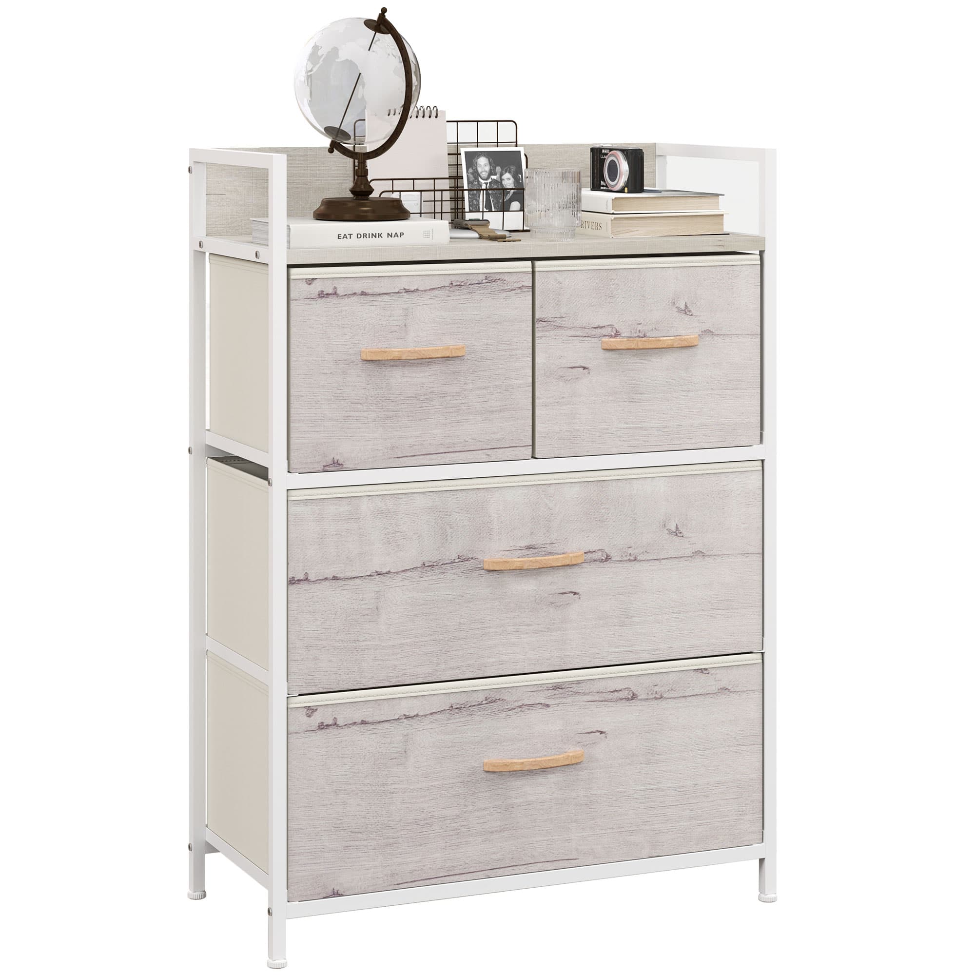 Four-Drawer Fabric Chest with Rustic Wood-Print Design - image 9