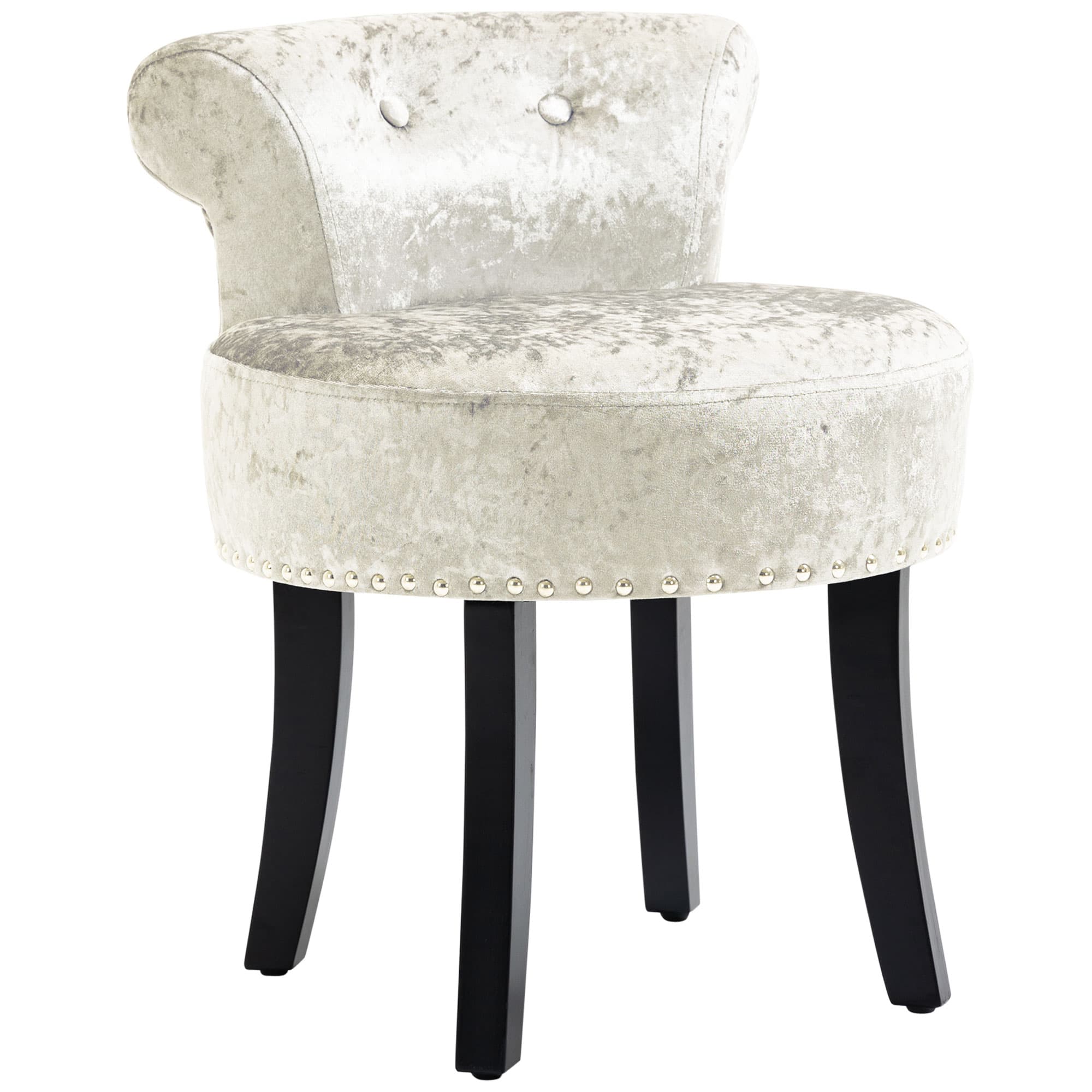 Transform Your Space with this Beige Velvet Vanity Stool - Beige