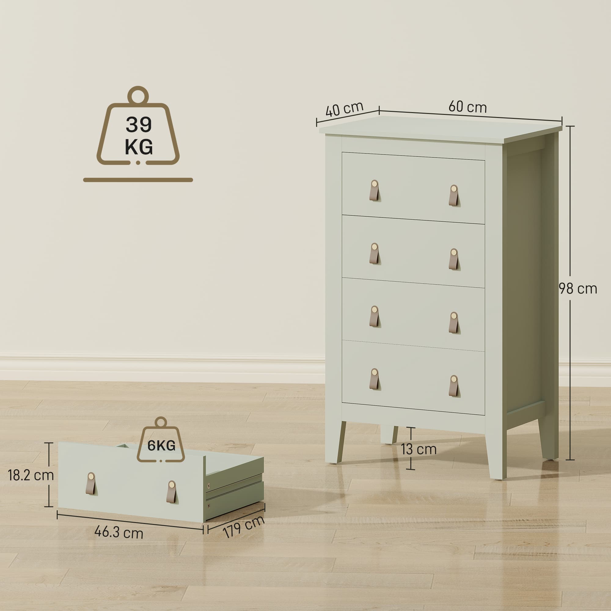 Transform Your Bedroom with this Modern Green 4-Drawer Chest - image 4