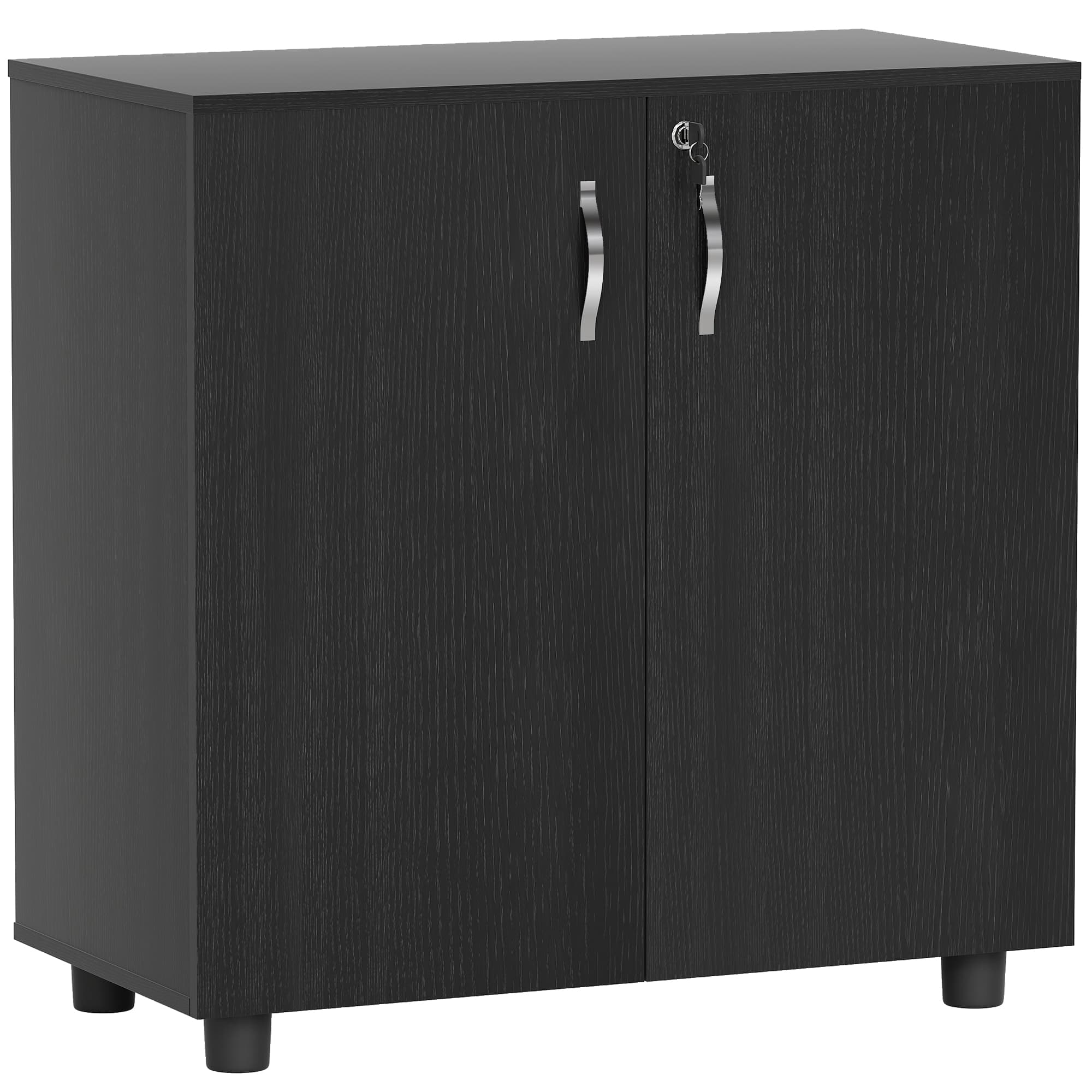 Transform Your Workspace with this Secure Two-Tier Office Cabinet - Black