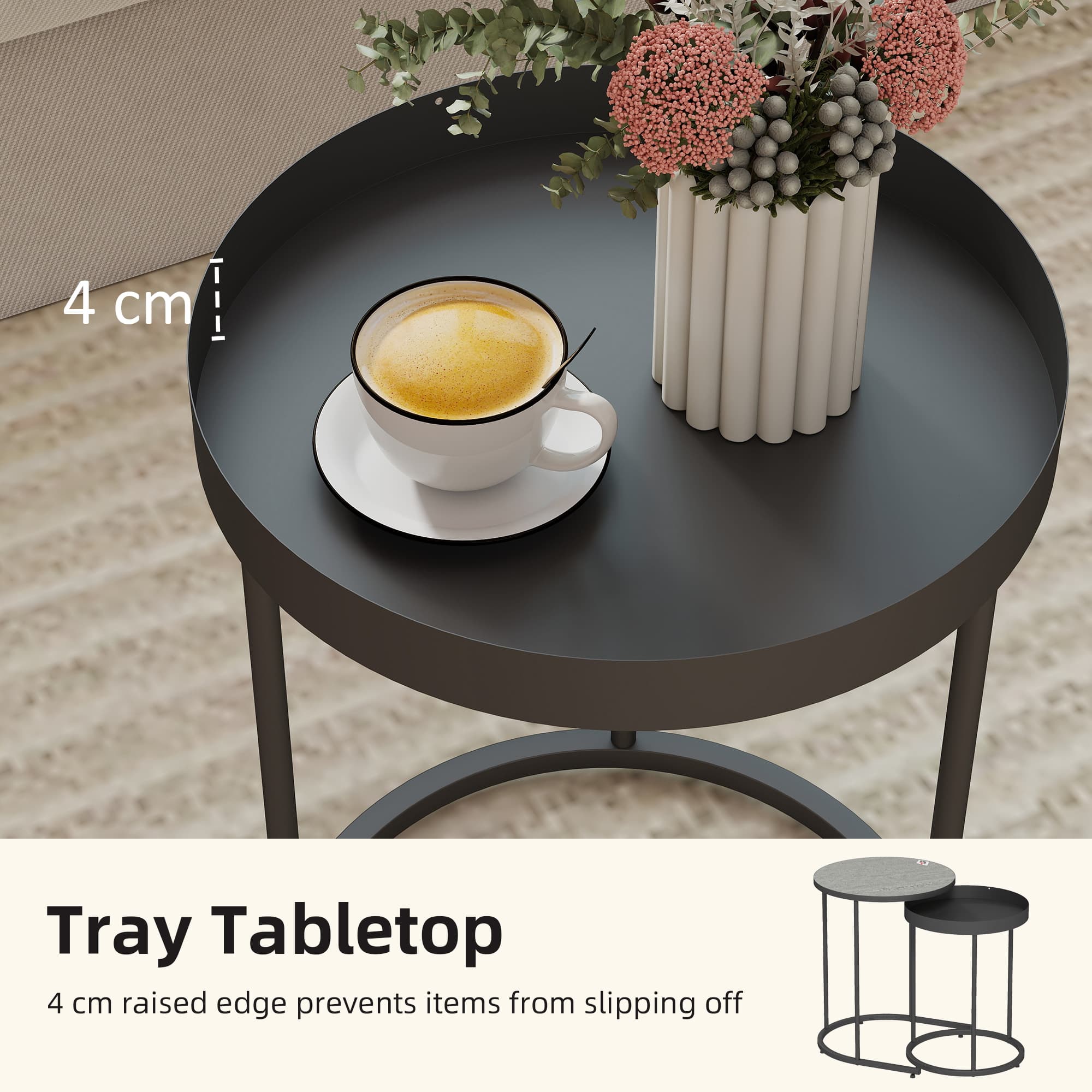 Round Industrial Nesting Table Set — Grey and Black - image 8