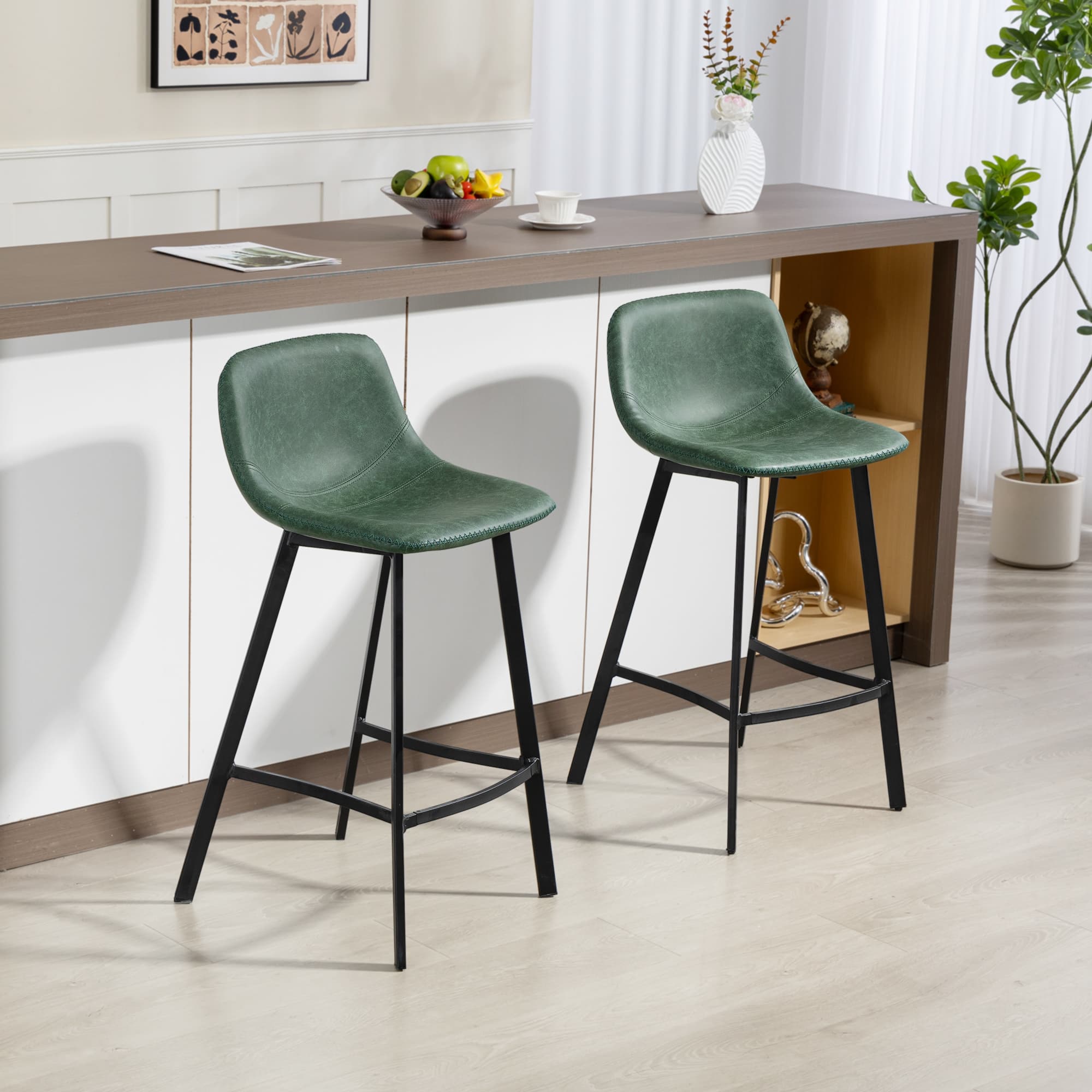 Transform Your Kitchen with Green Faux Leather Bar Stools - image 5