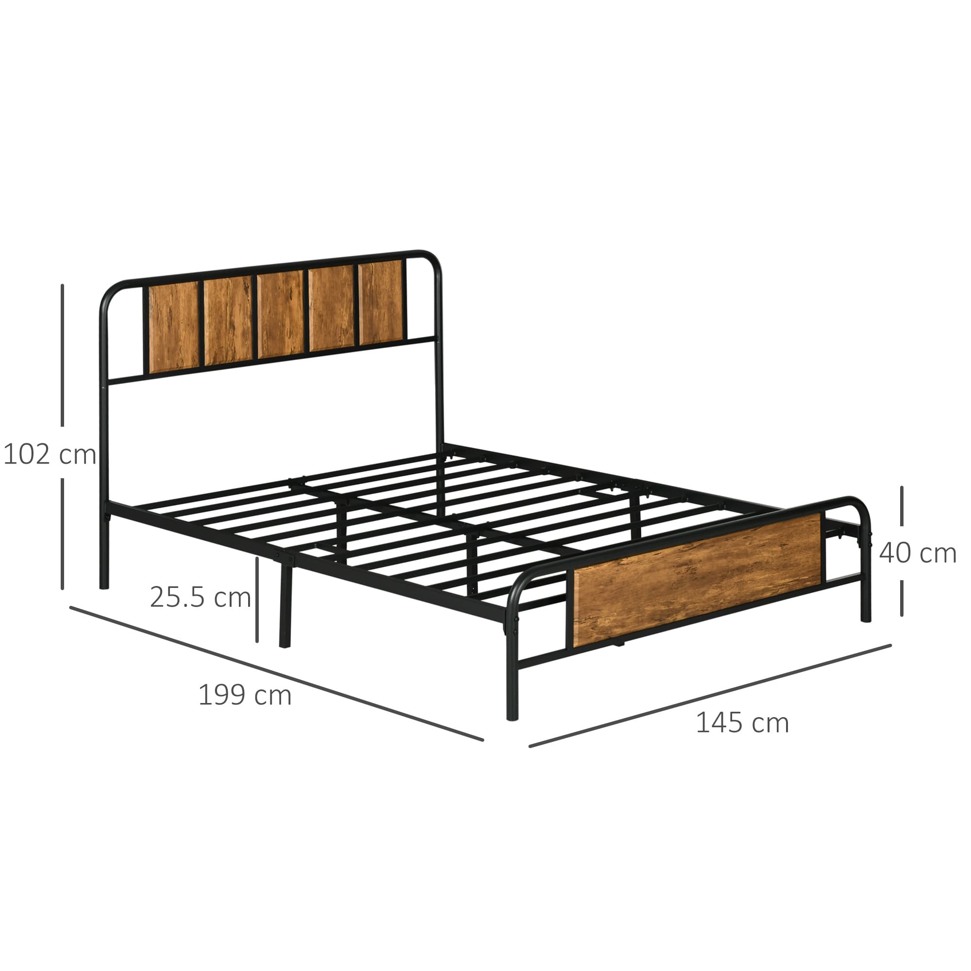 Rustic Industrial Double Bed Frame with Underbed Storage - image 4