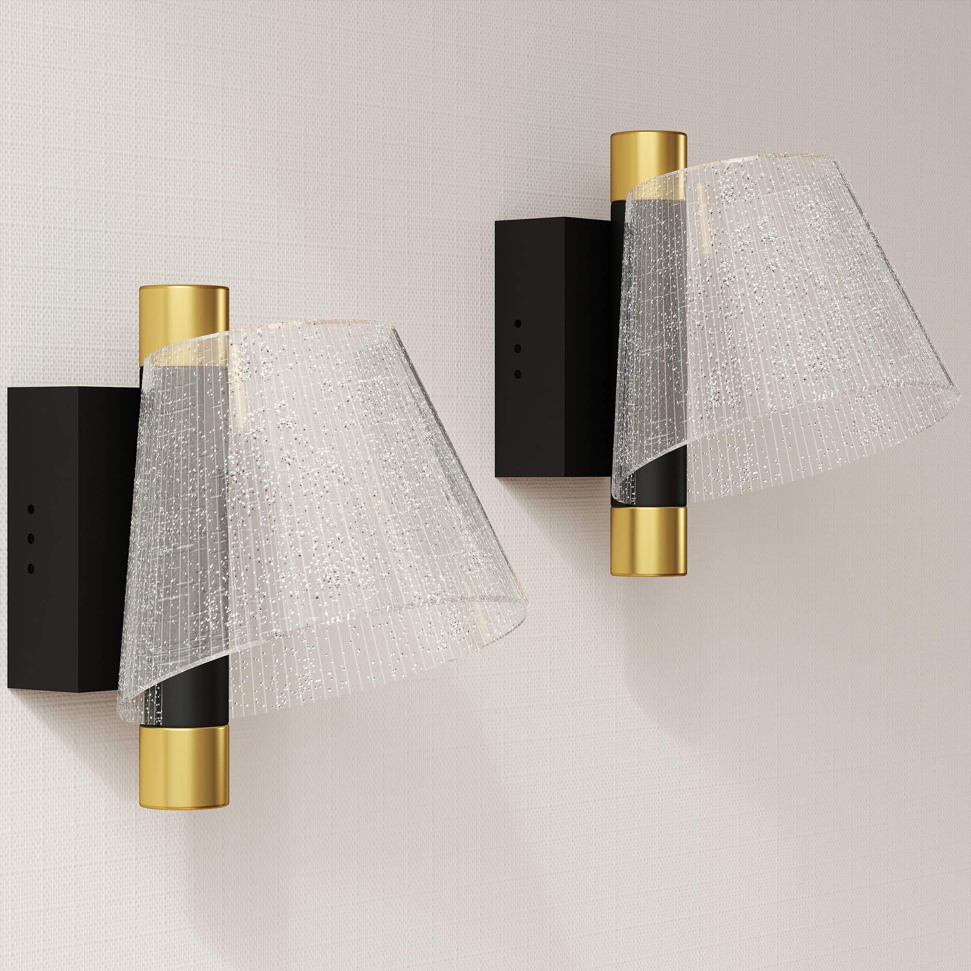 Black LED Wall Lamps with Sparkled Acrylic Shades