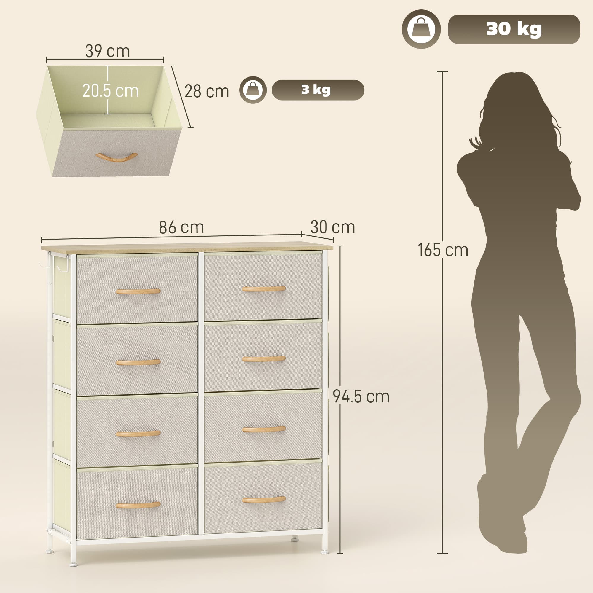 Effortless Organisation: Beige 8-Drawer Fabric Chest - image 3