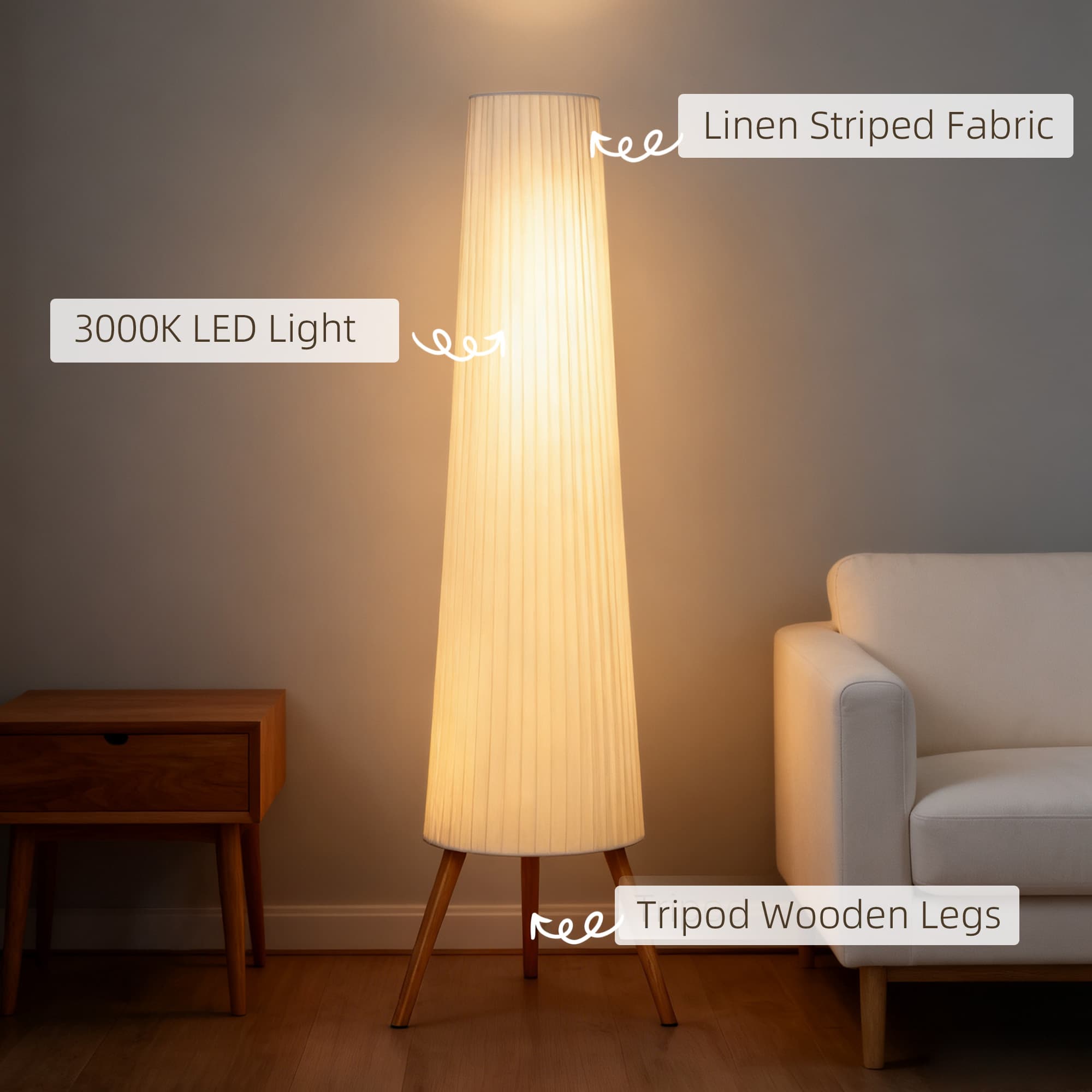 Soft, dimmable tripod floor lamp for calm rooms - image 6