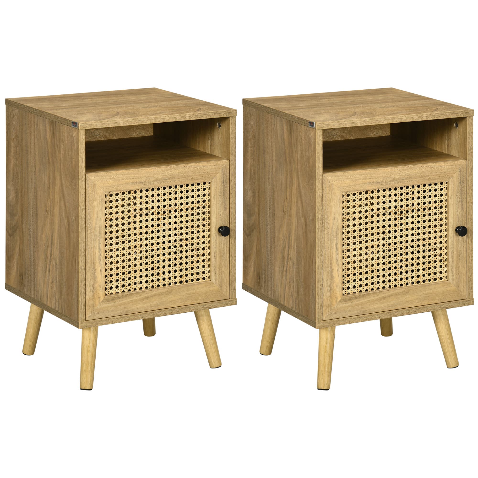 Transform Your Bedroom with Natural Rattan Bedside Tables - Natural wood finish