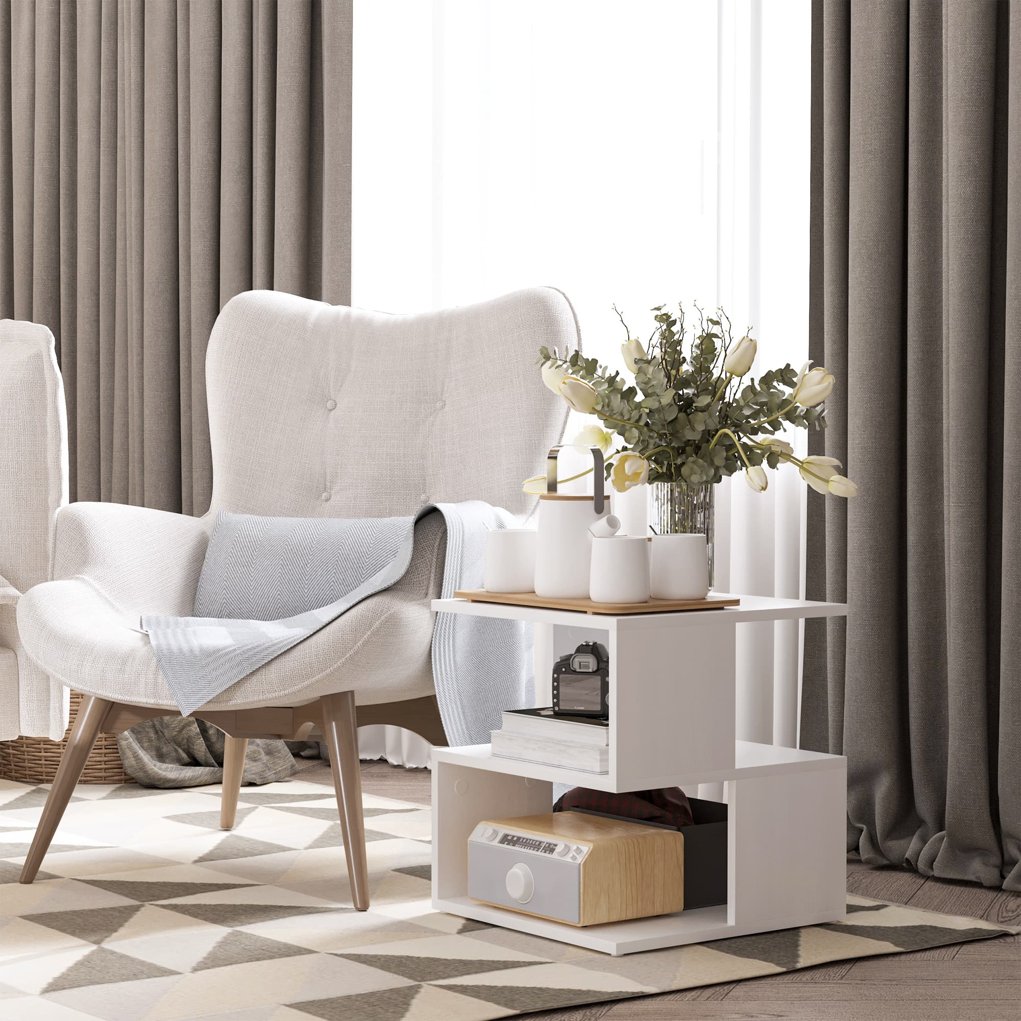 Transform Your Space with Modern 2-Tier White Side Tables - image 2