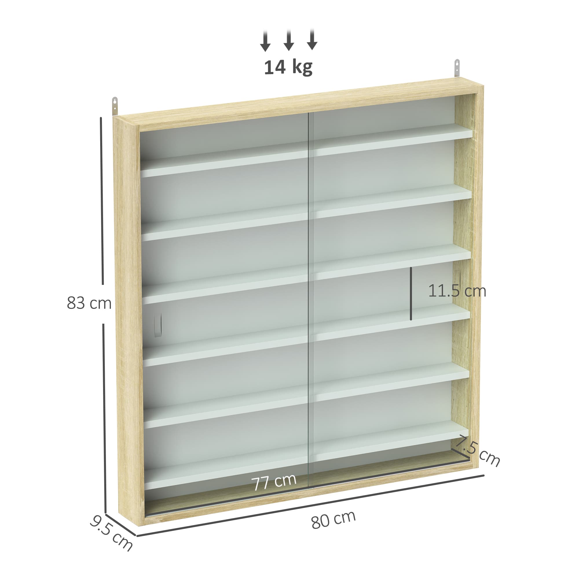 Premium Oak Wall Display Cabinet with Sliding Glass Doors - image 5