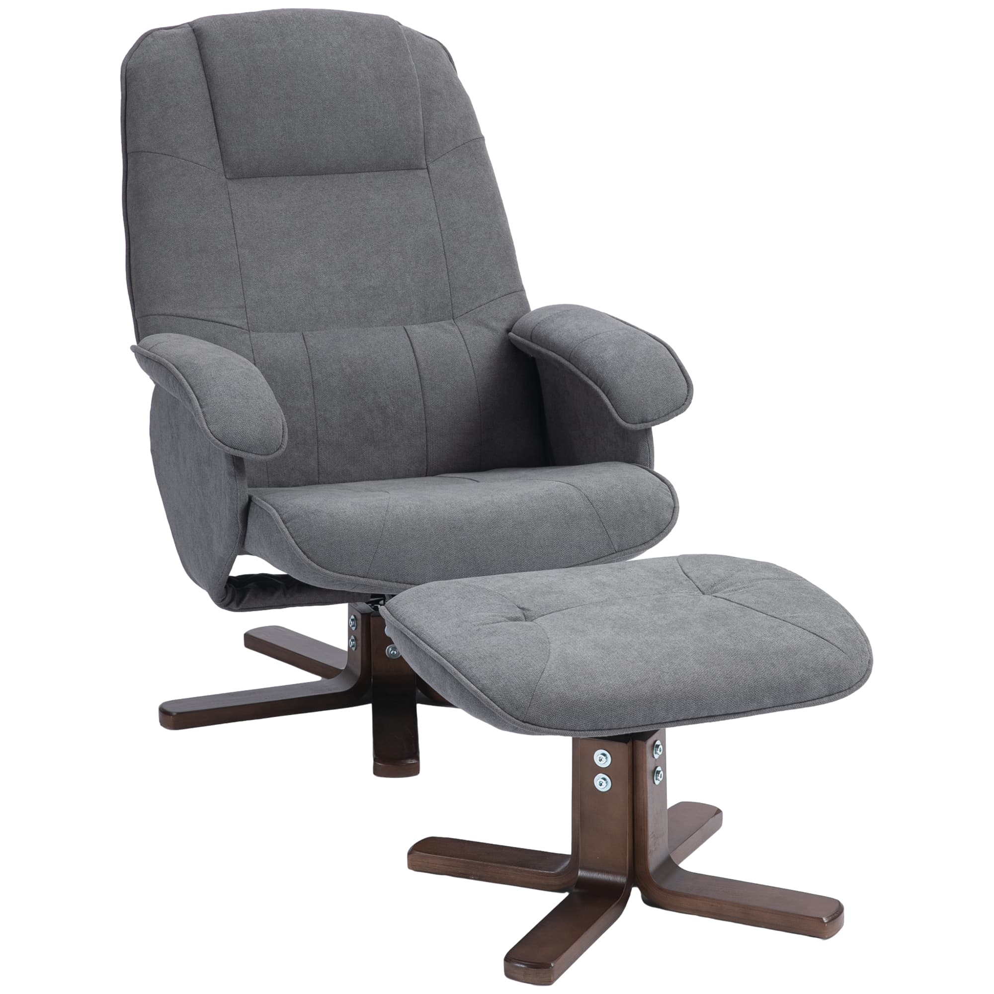Effortless Comfort: Grey Swivel Recliner & Footstool - Grey