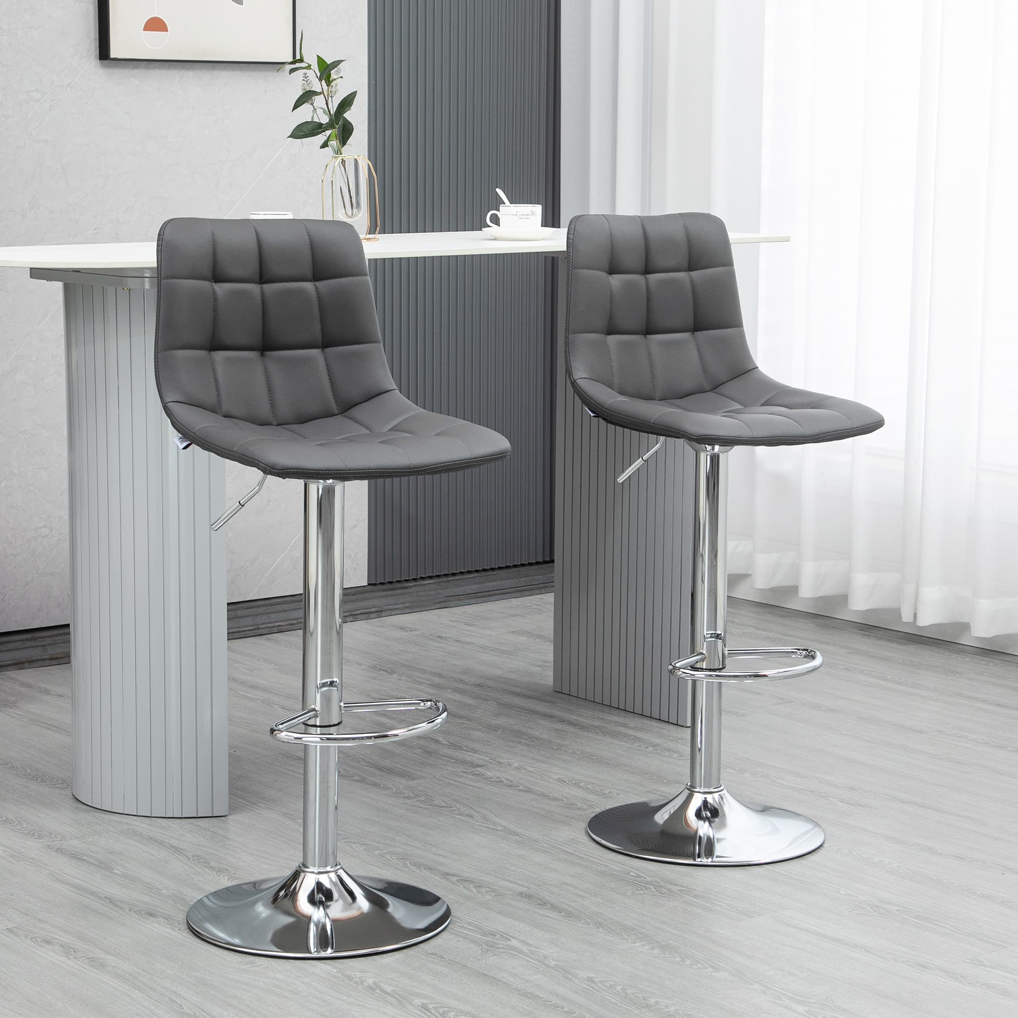 Transform Your Kitchen with Grey Quilted Swivel Bar Stools - image 4