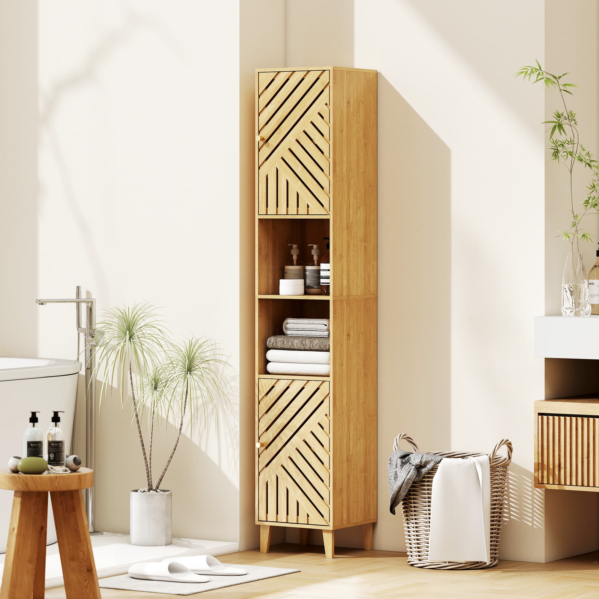 Transform Your Space with this Tall Bamboo Bathroom Cabinet - image 3