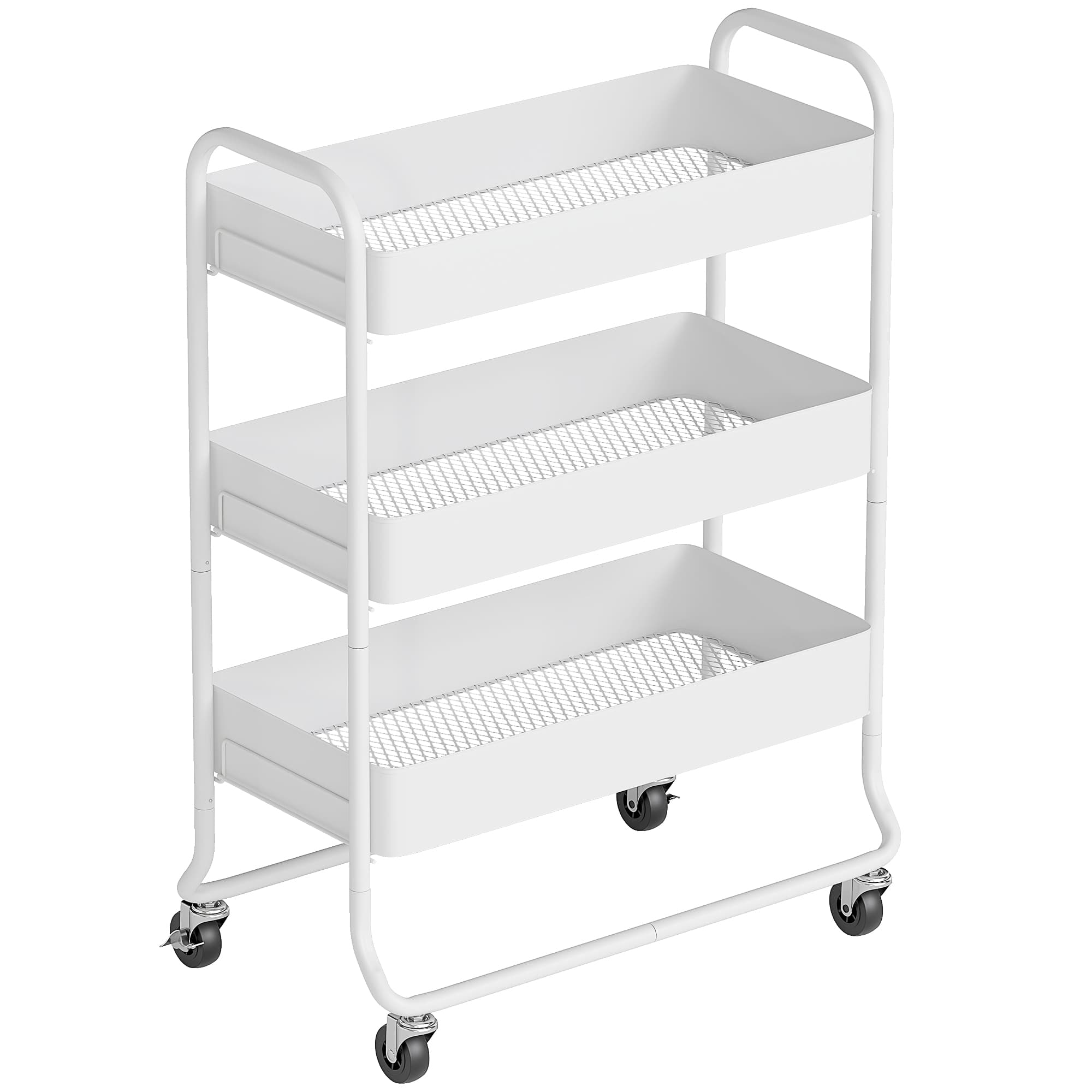 White 3-Tier Rolling Storage Trolley — Kitchen, Bathroom or Bedroom - image 7