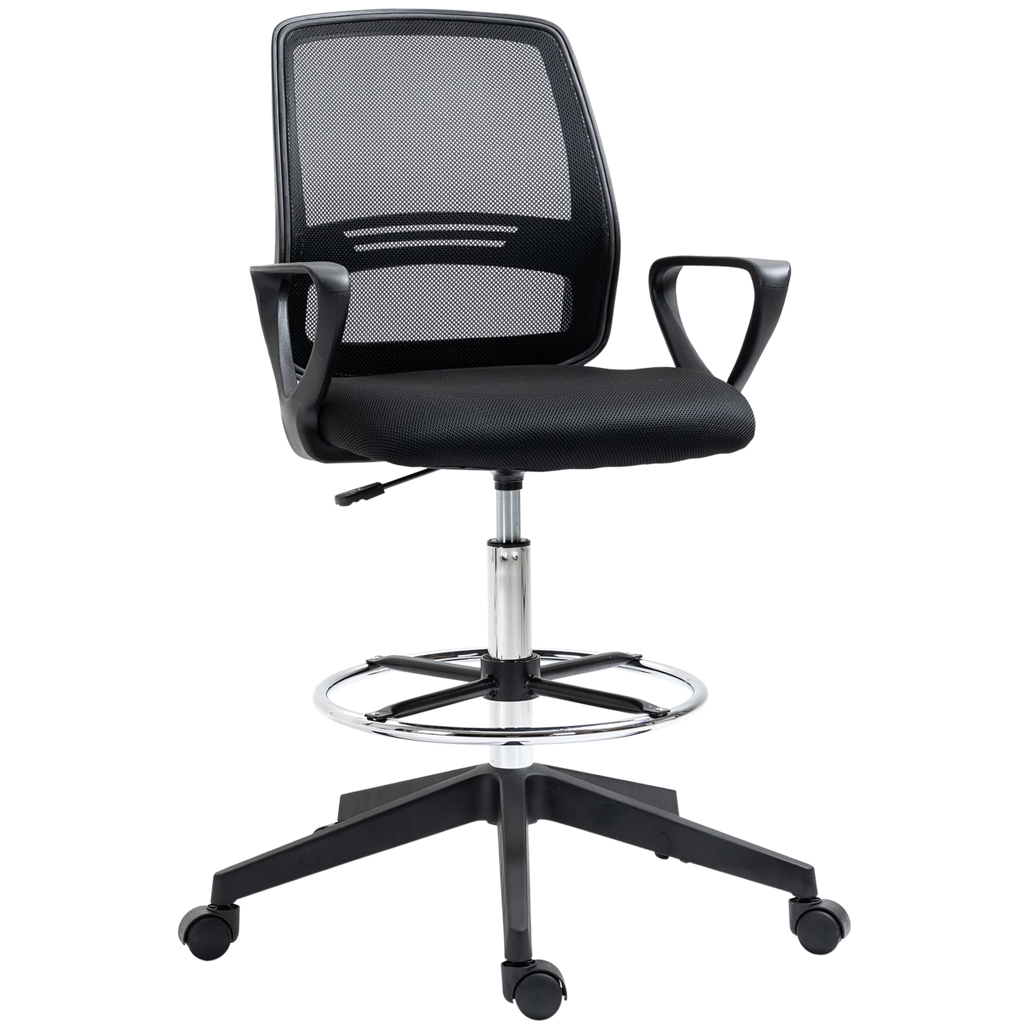 Ergonomic Tall Drafting Chair for Elevated Comfort - Black