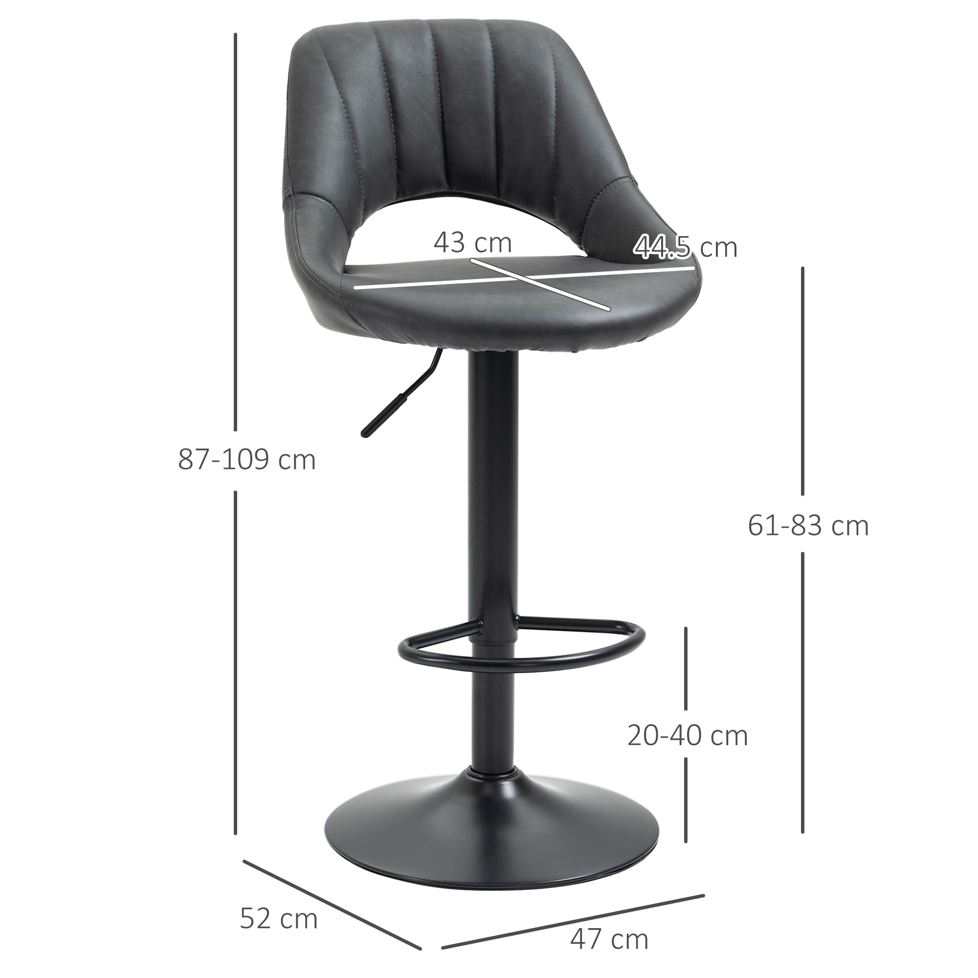 Effortless Comfort: Grey PU Leather Swivel Bar Stools Set of 2 - image 2