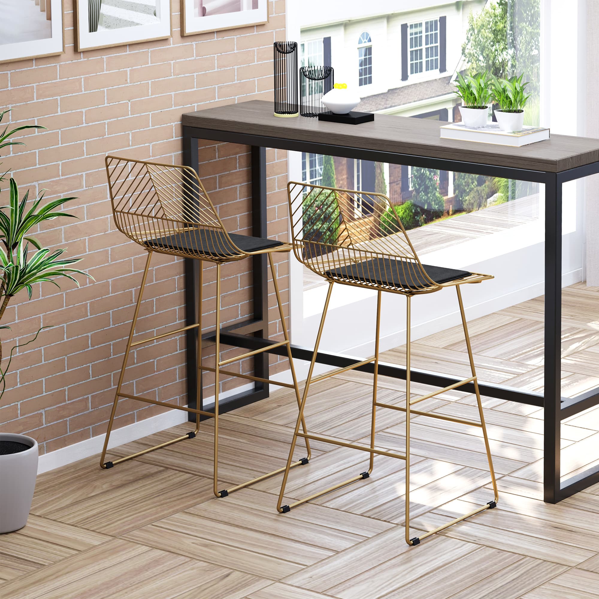 Transform Your Kitchen with Modern Gold Geometric Bar Stools - image 5