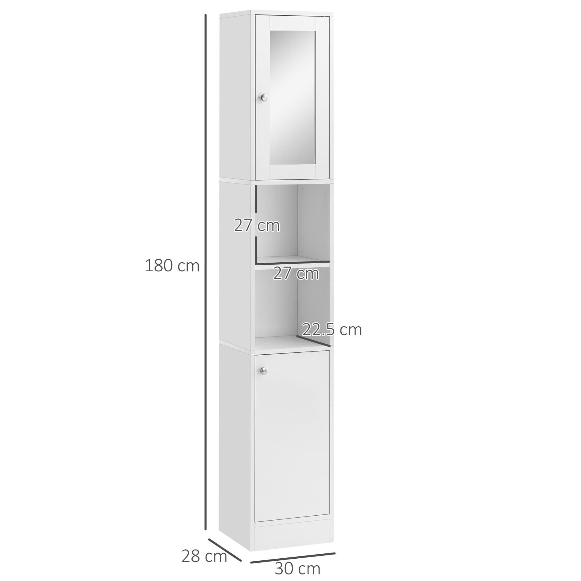 White Tall Bathroom Cabinet with Mirror Door - image 2