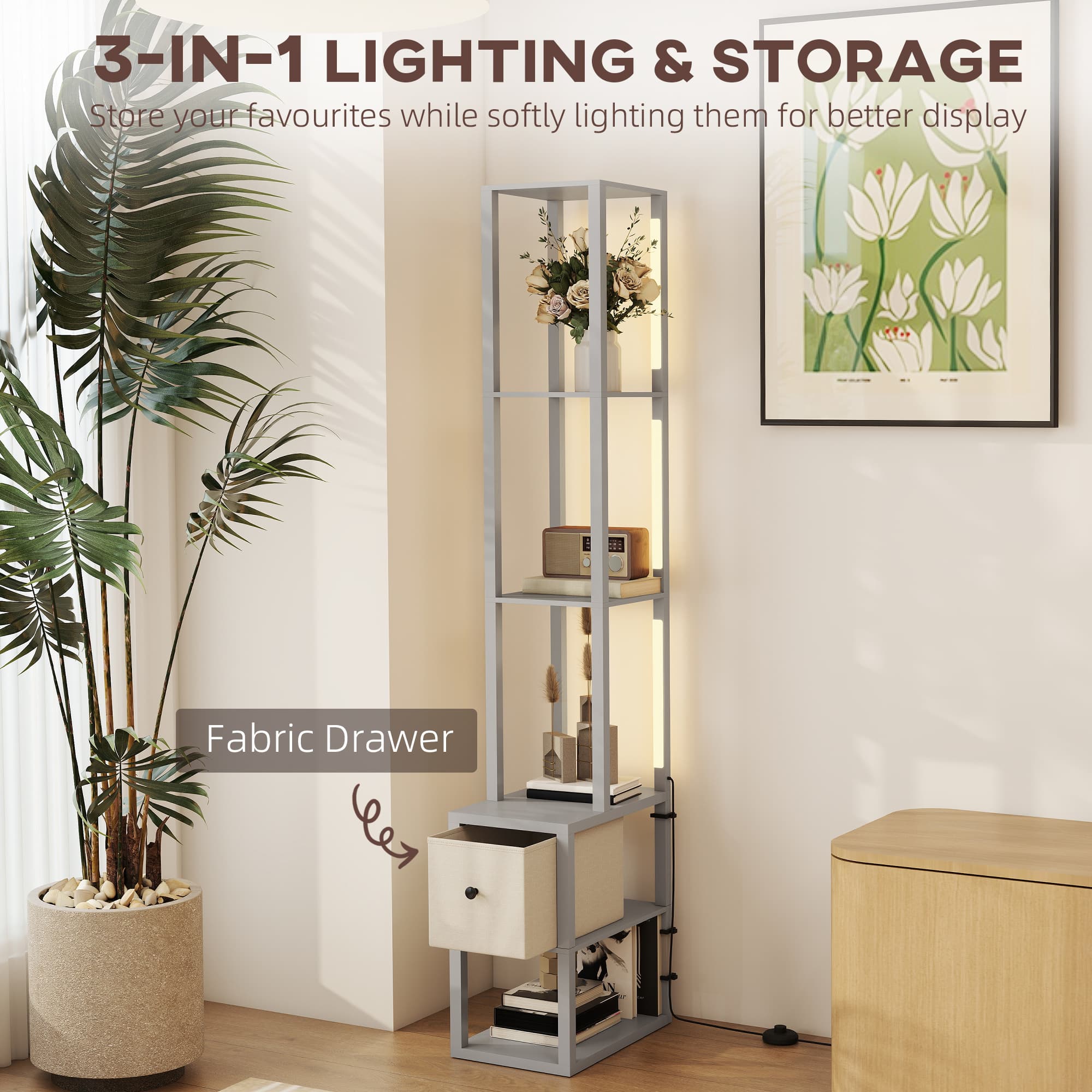 Transform Your Space with this 3-in-1 LED Shelf Floor Lamp - image 3