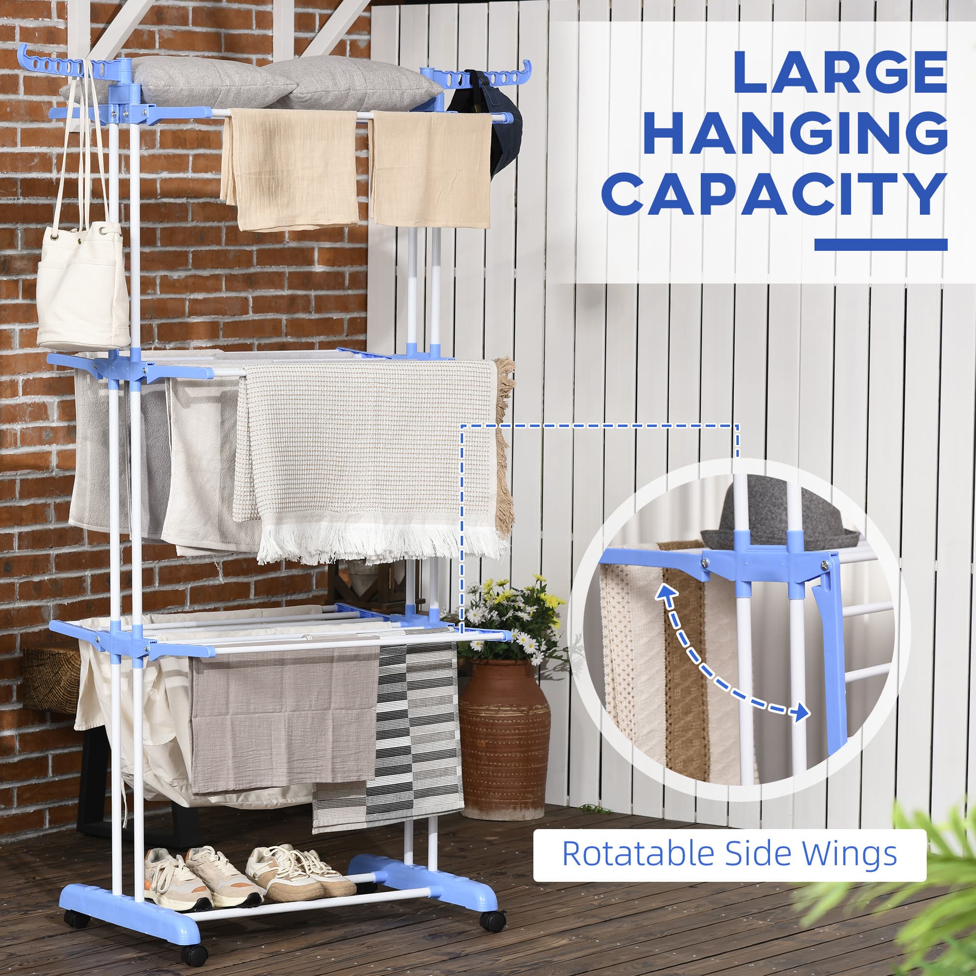 Foldable 4-Tier Clothes Drying Rack with Castors - image 3
