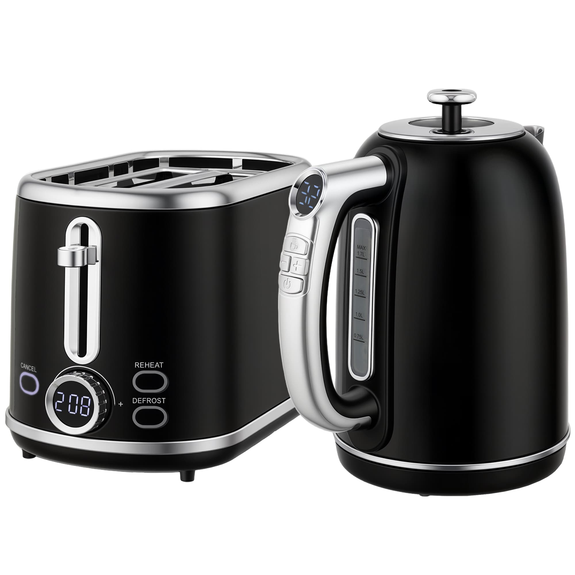 Transform Your Mornings with this Retro Kettle & Toaster Set - Black