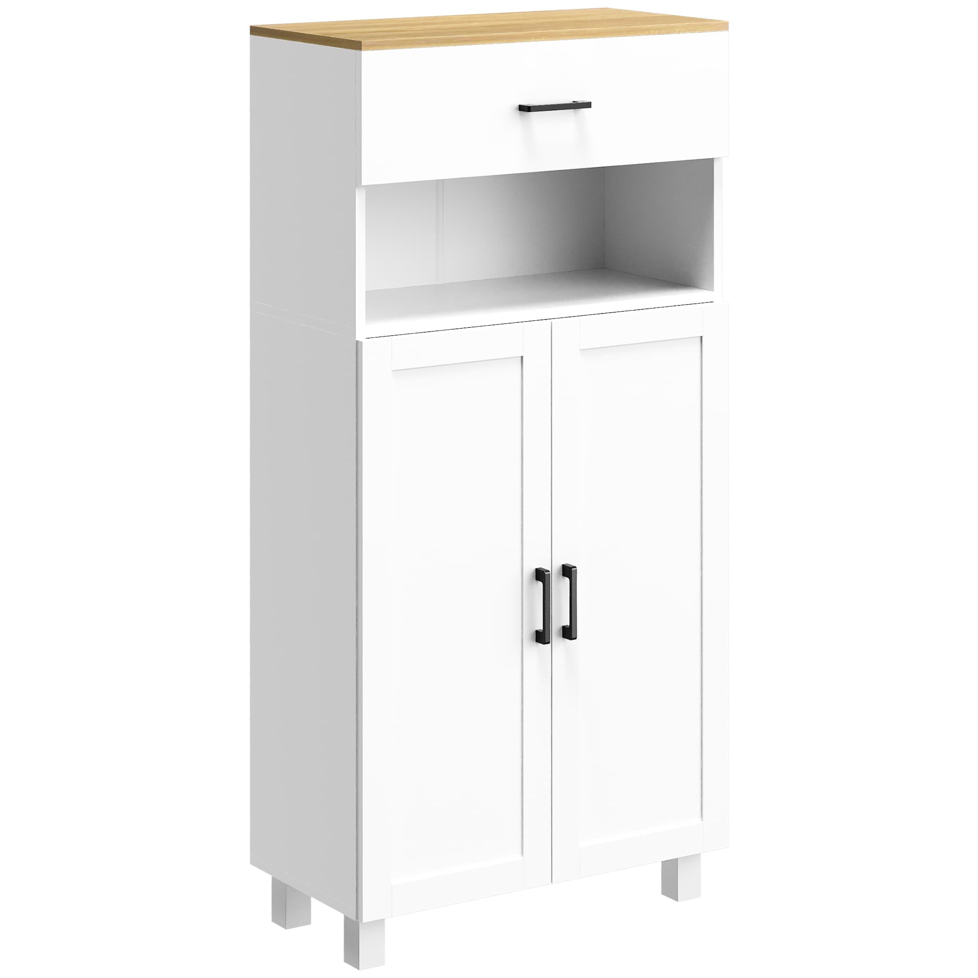 Effortless Storage: 130cm Nordic White Freestanding Cabinet - White