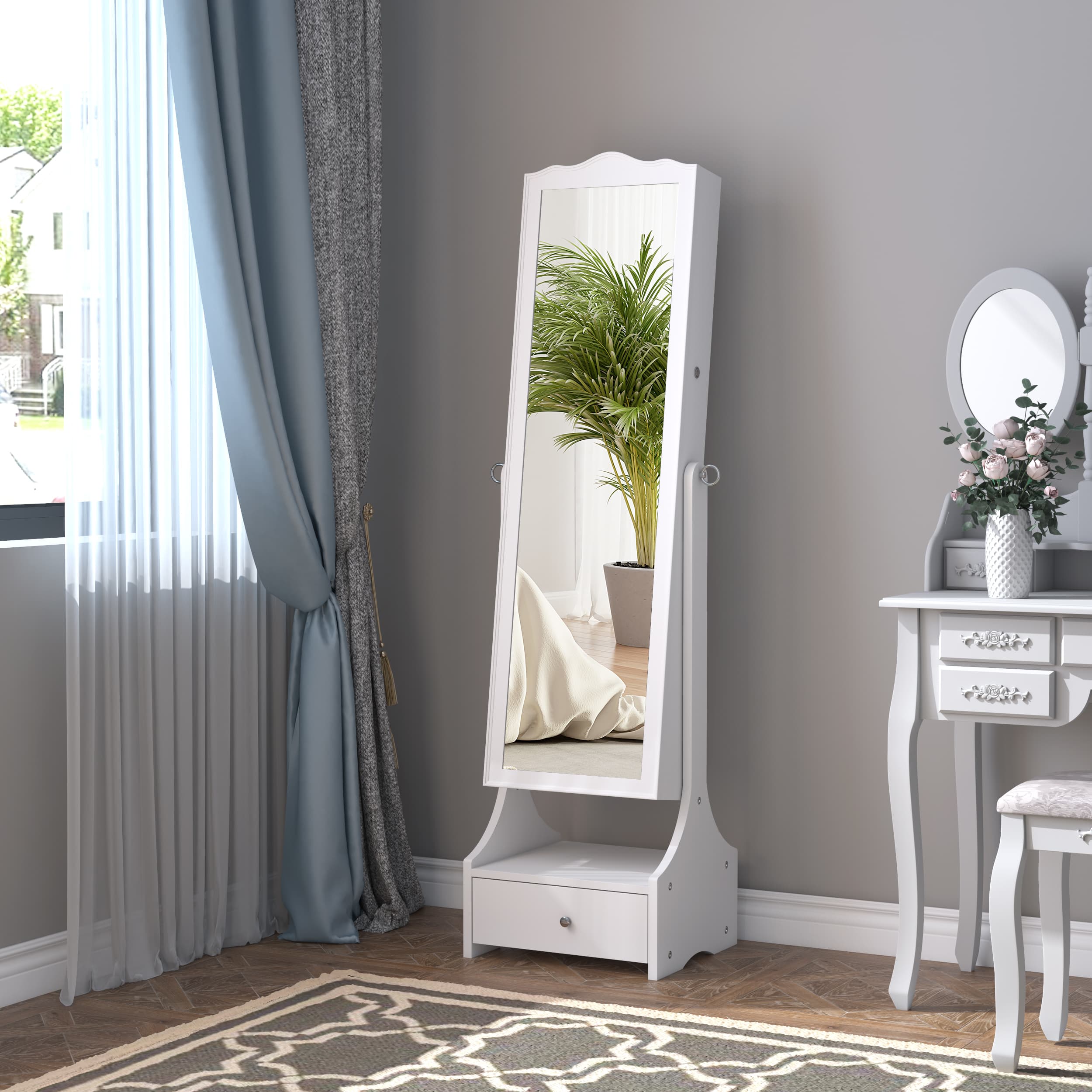 Transform Your Routine with this White LED Jewellery Cabinet - White