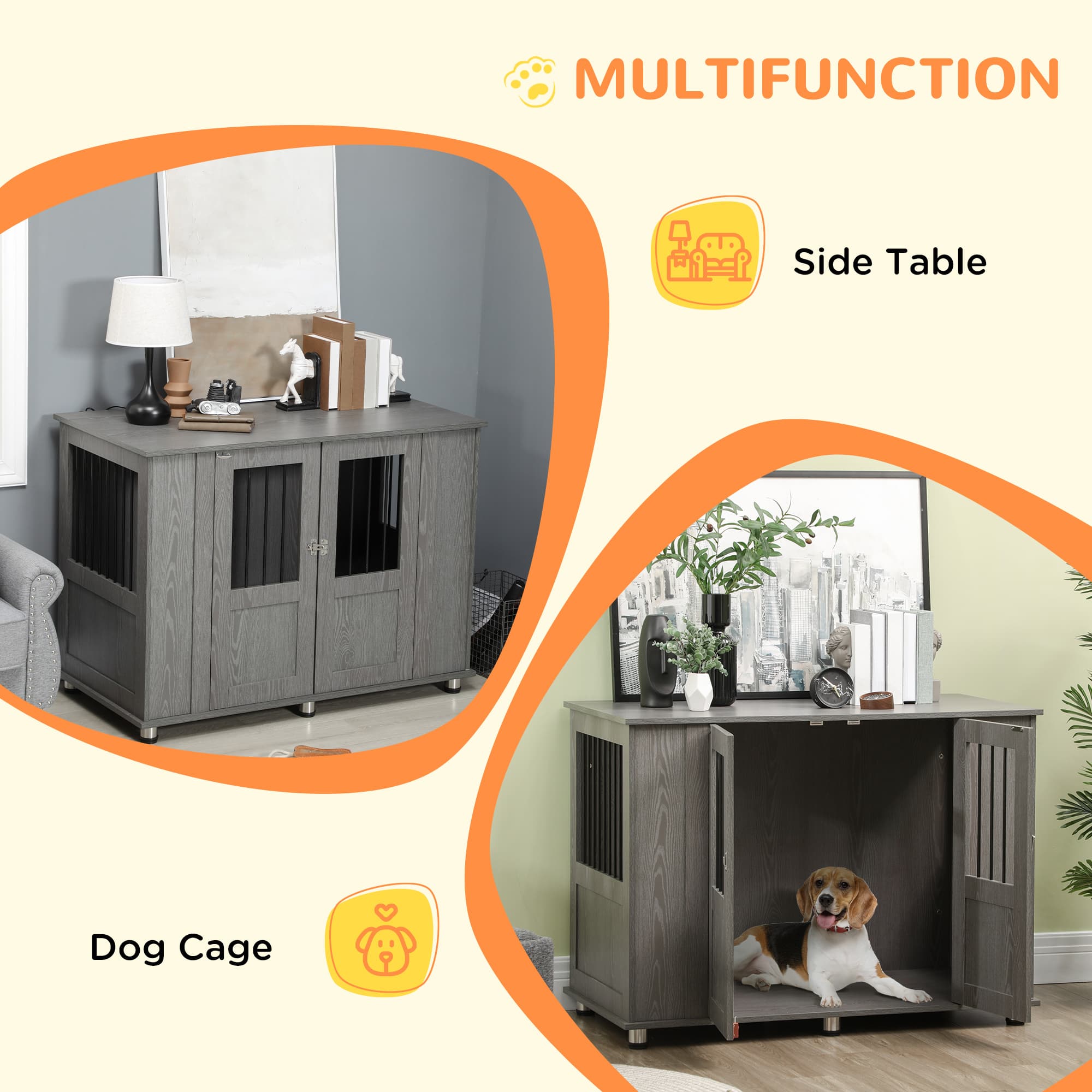 Dog Crate Side Table in Grey — Secure Den, Practical Surface - image 8