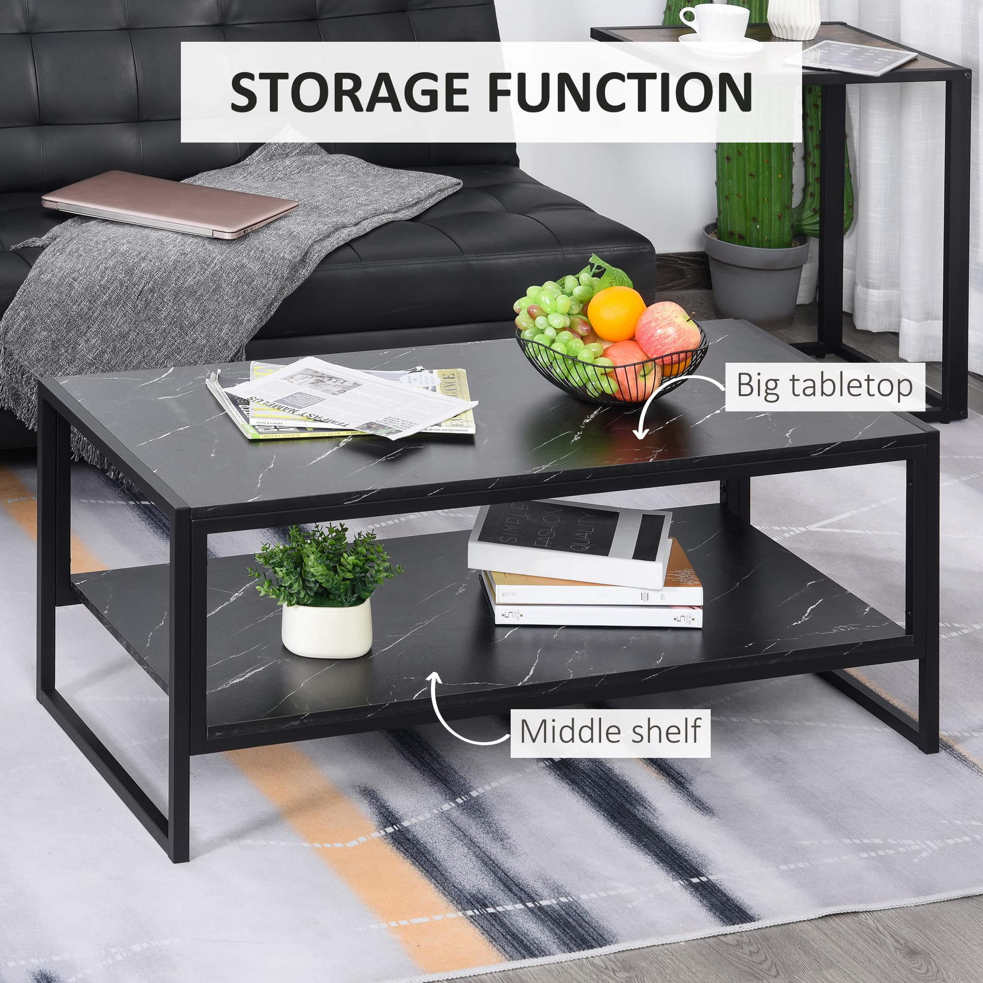 Transform Your Space With This Black Faux Marble Coffee Table - image 4
