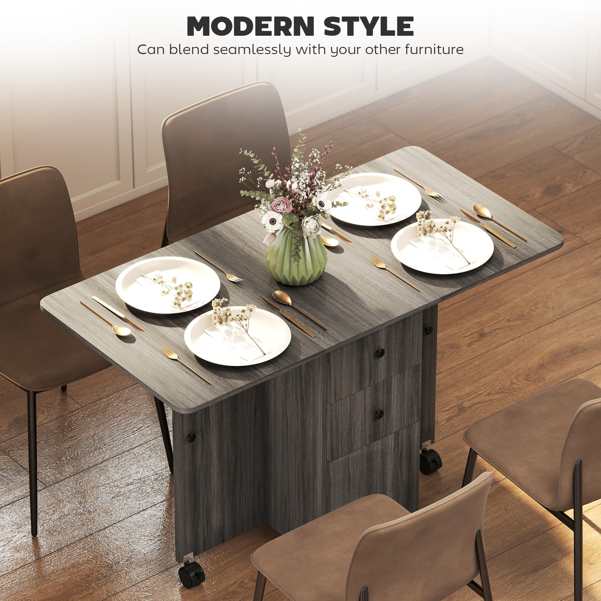 Transform Your Space with this Grey Drop Leaf Dining Table - image 1