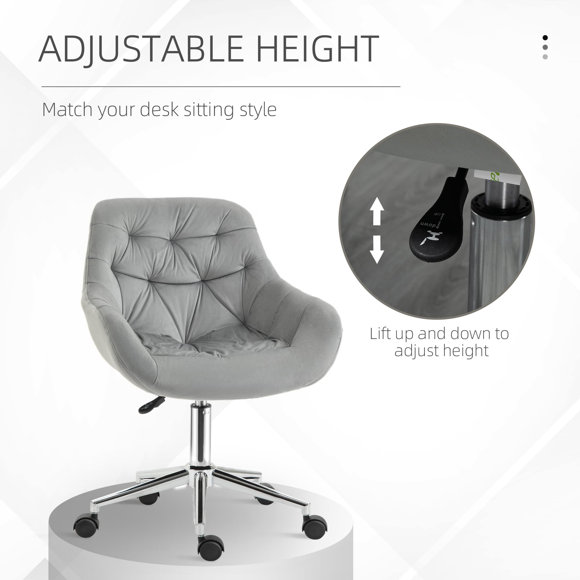 Transform Your Workspace with this Grey Velvet Office Chair - image 3