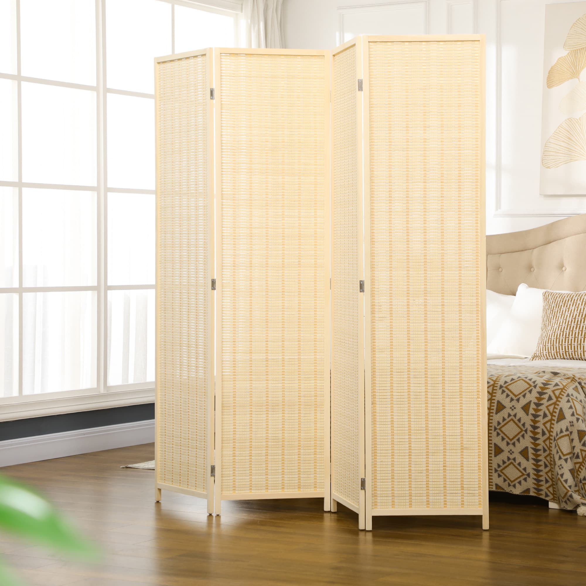Transform Your Space with this Natural 4-Panel Room Divider - image 5