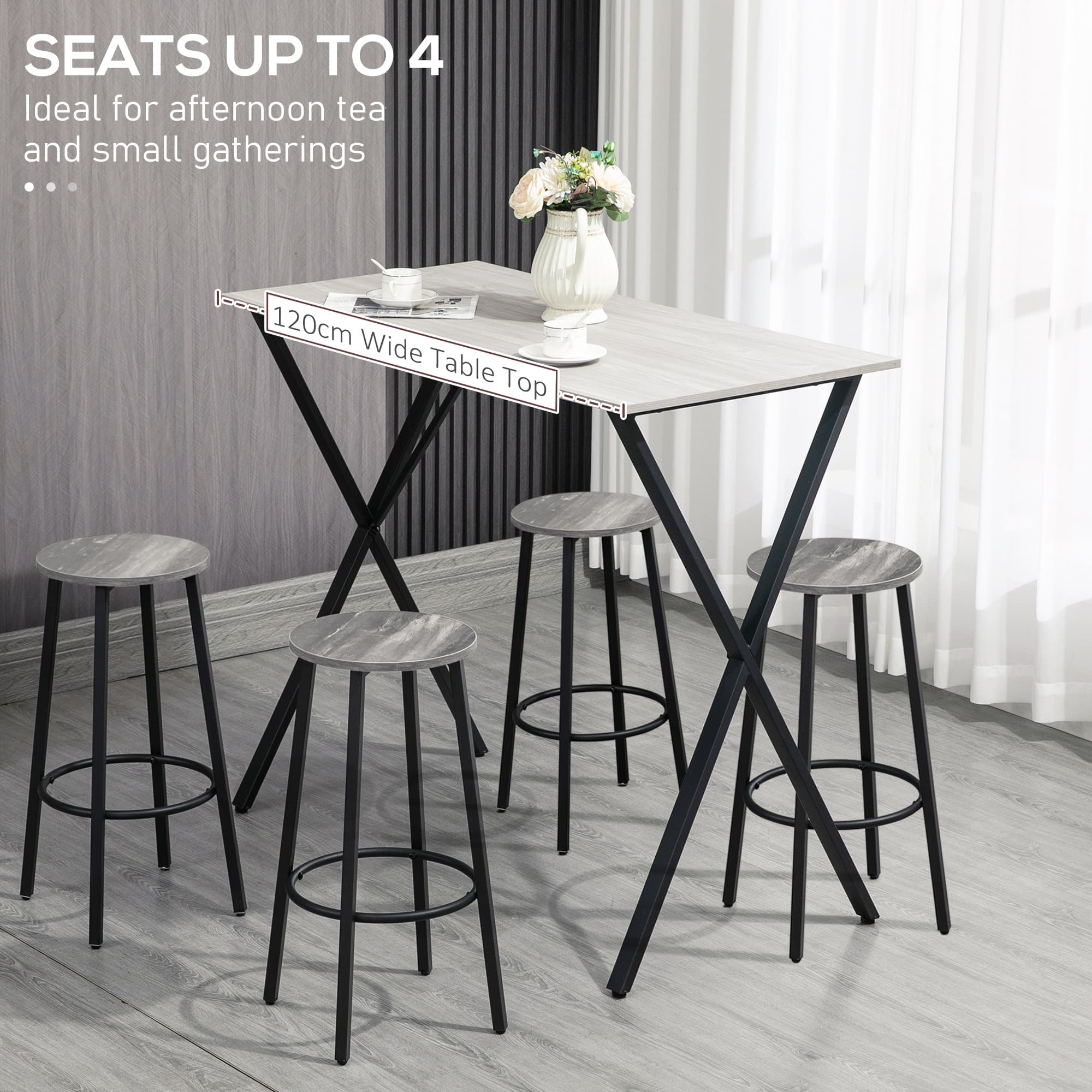 Modern 120cm Rectangular Breakfast Bar Table for Four - image 1