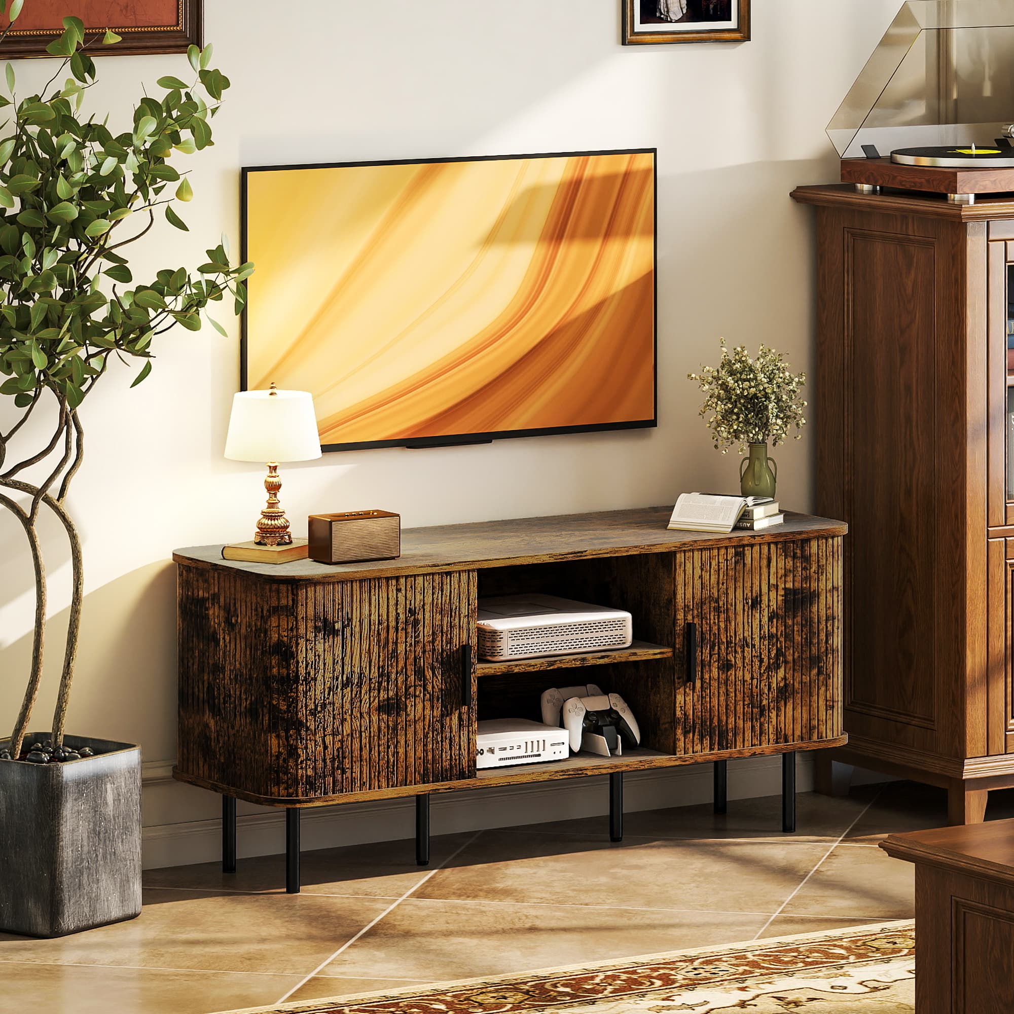 Transform Your Living Room With This Rustic Brown TV Unit - image 1