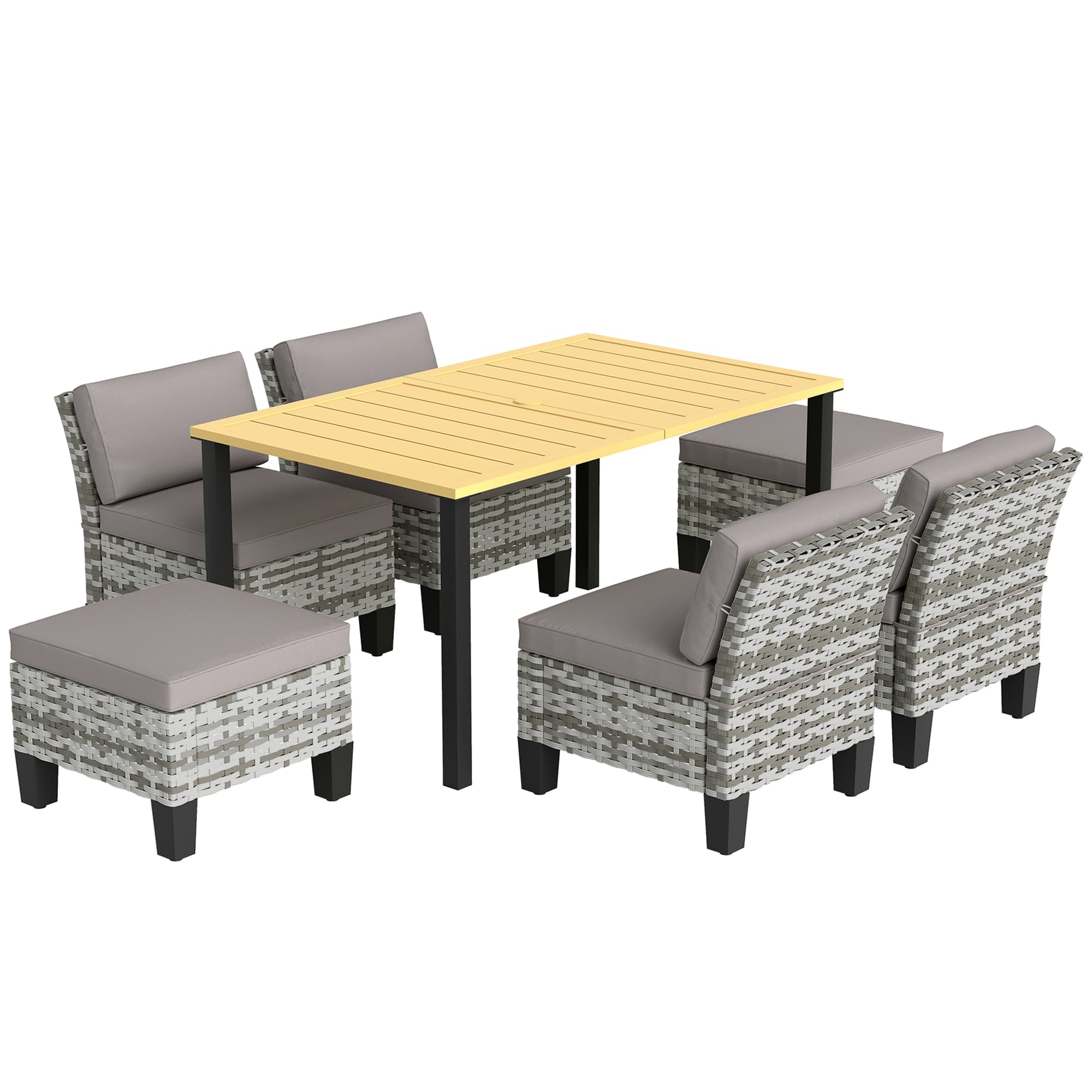 Transform Your Garden with this 7-Piece Grey Rattan Dining Set - Grey