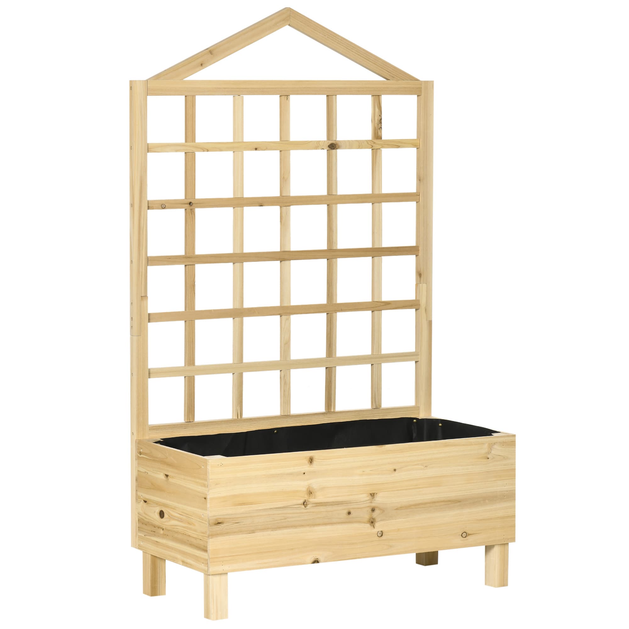 Natural wooden planter with trellis for climbing plants - image 9