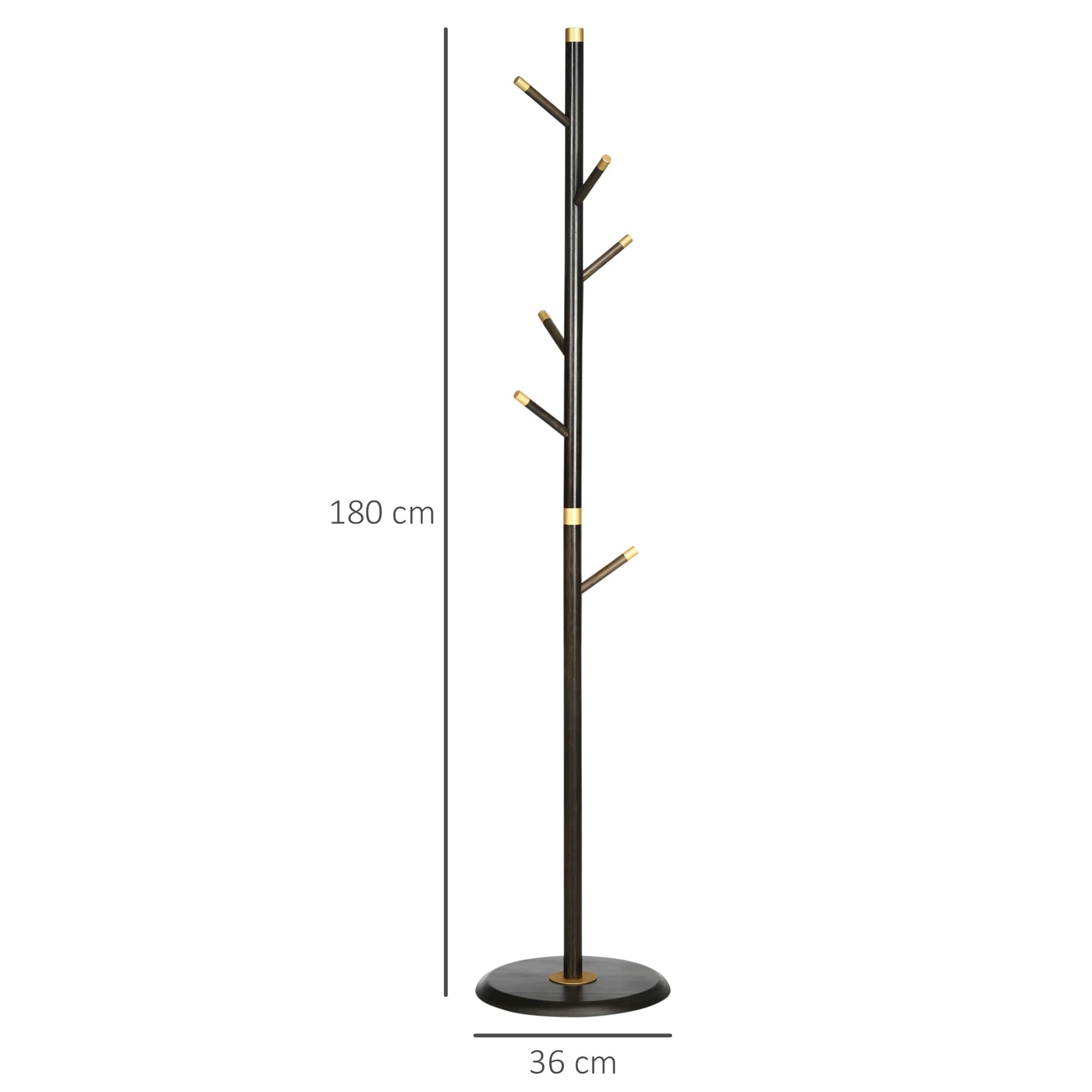 Freestanding walnut coat rack with six hooks - image 1