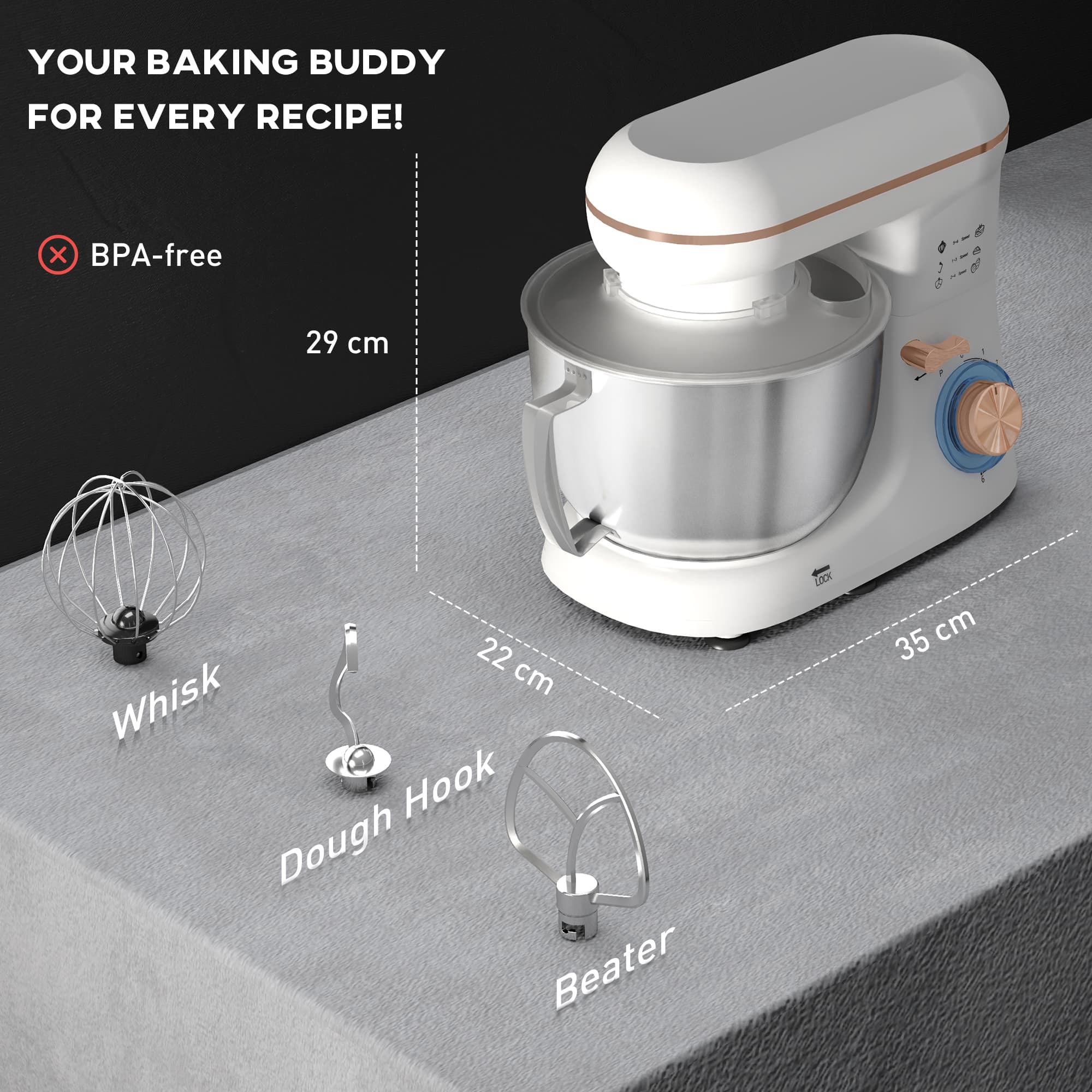 Effortless Baking with the 1300W White Stand Mixer - image 2