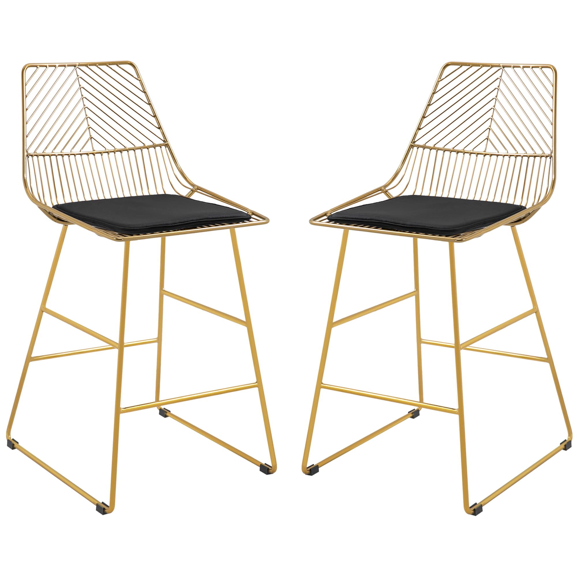 Transform Your Kitchen with Modern Gold Geometric Bar Stools - Gold Tone