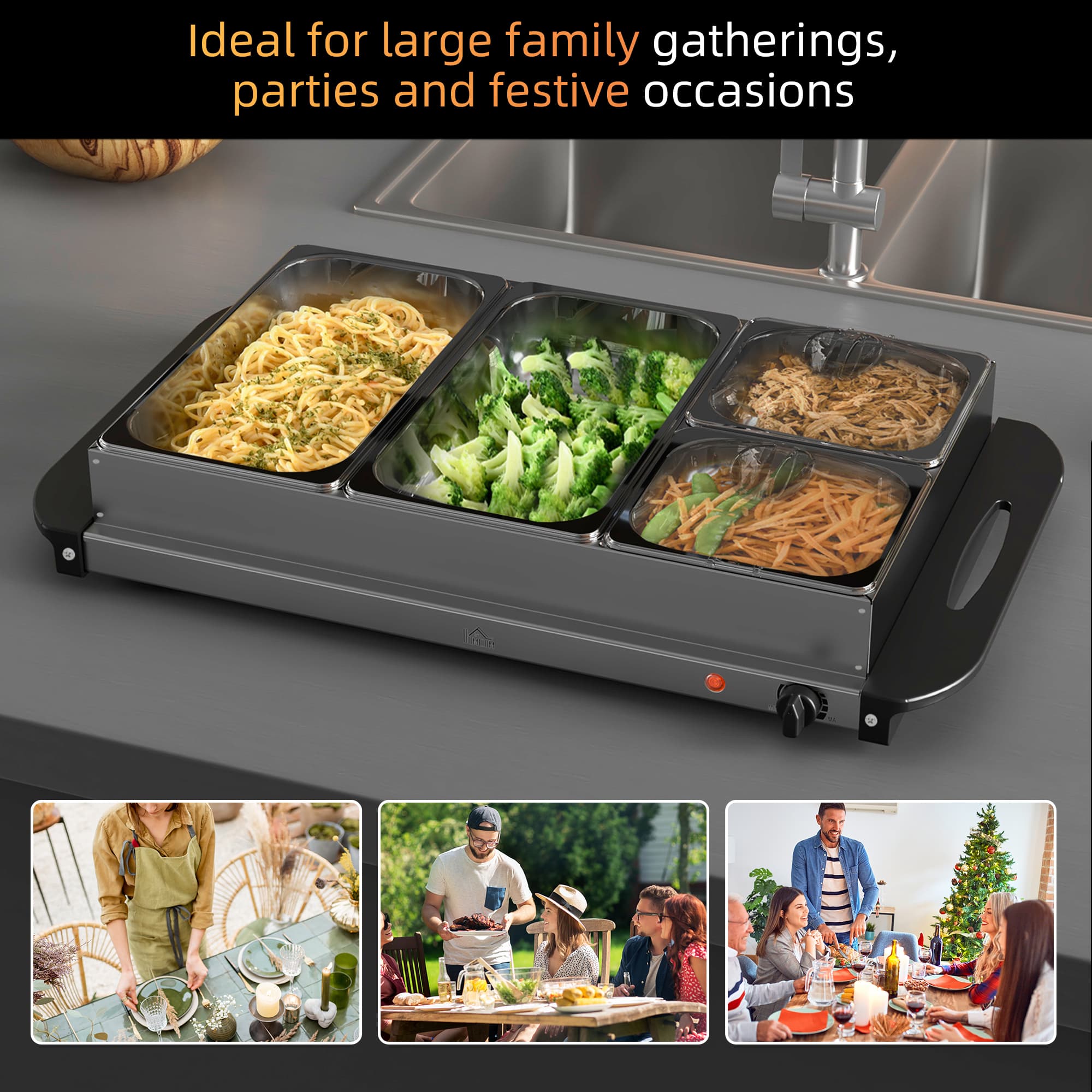 Electric Buffet Server with Four Trays and Adjustable Temperature Control - image 9
