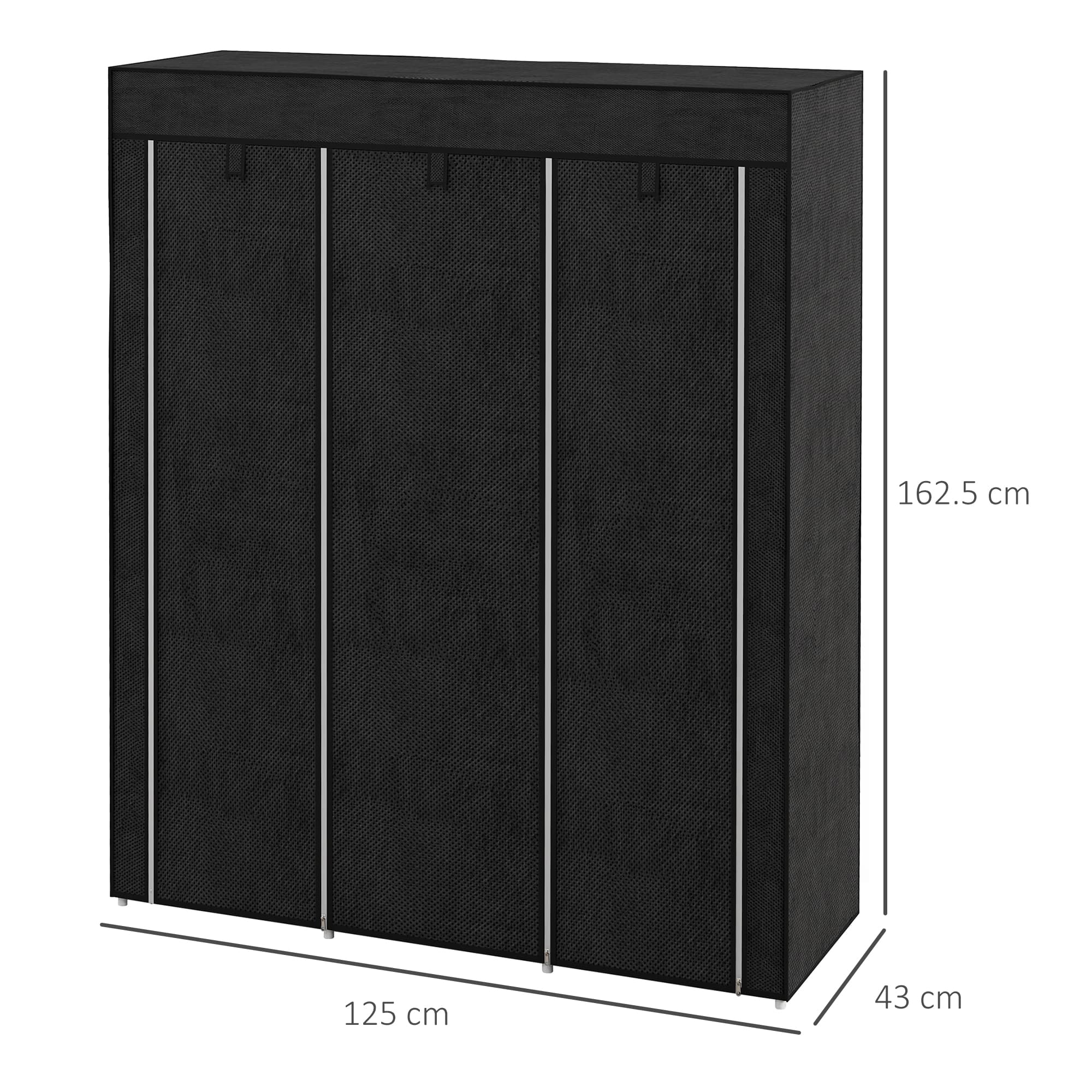 Black fabric wardrobe for organised clothes storage - image 10
