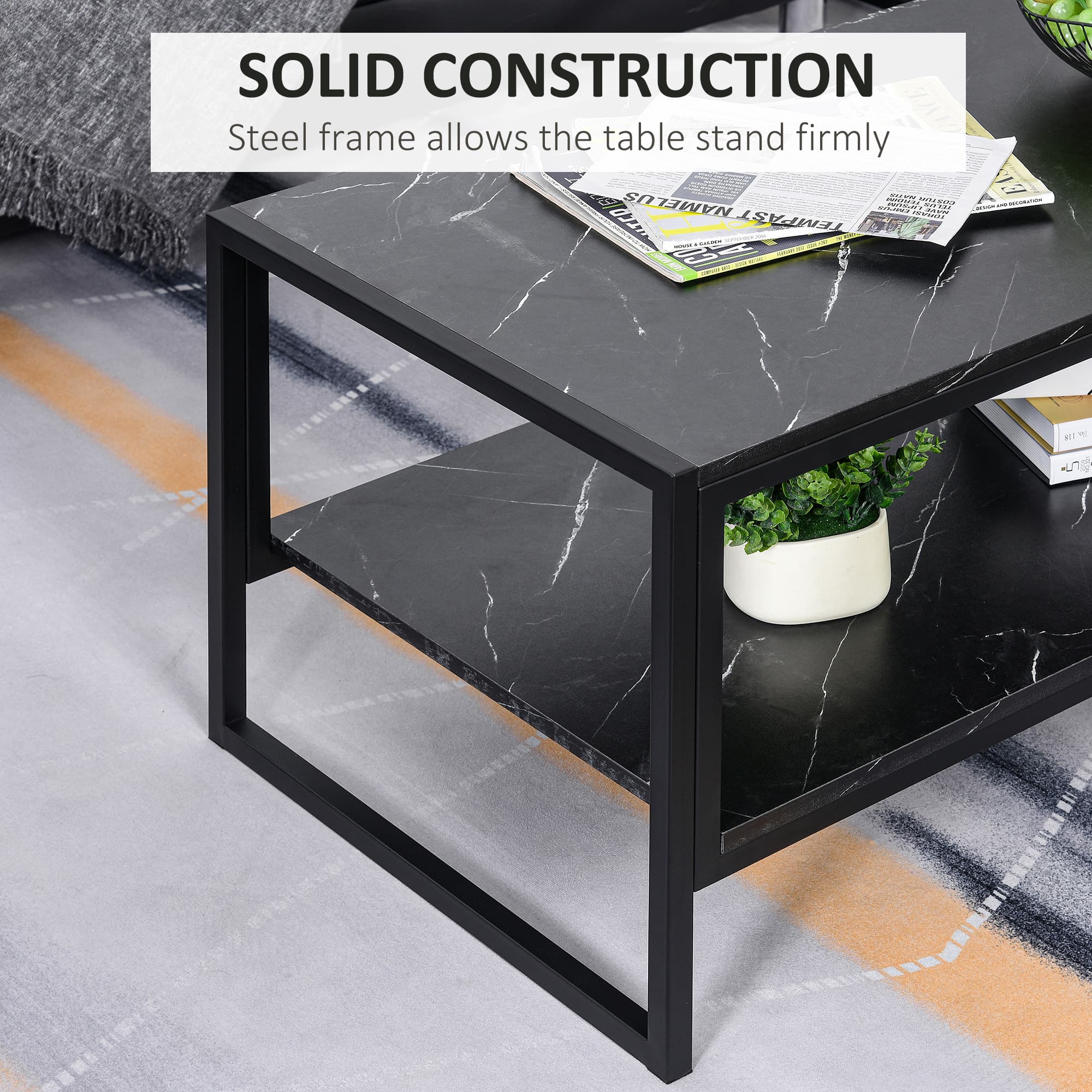 Transform Your Space With This Black Faux Marble Coffee Table - image 3