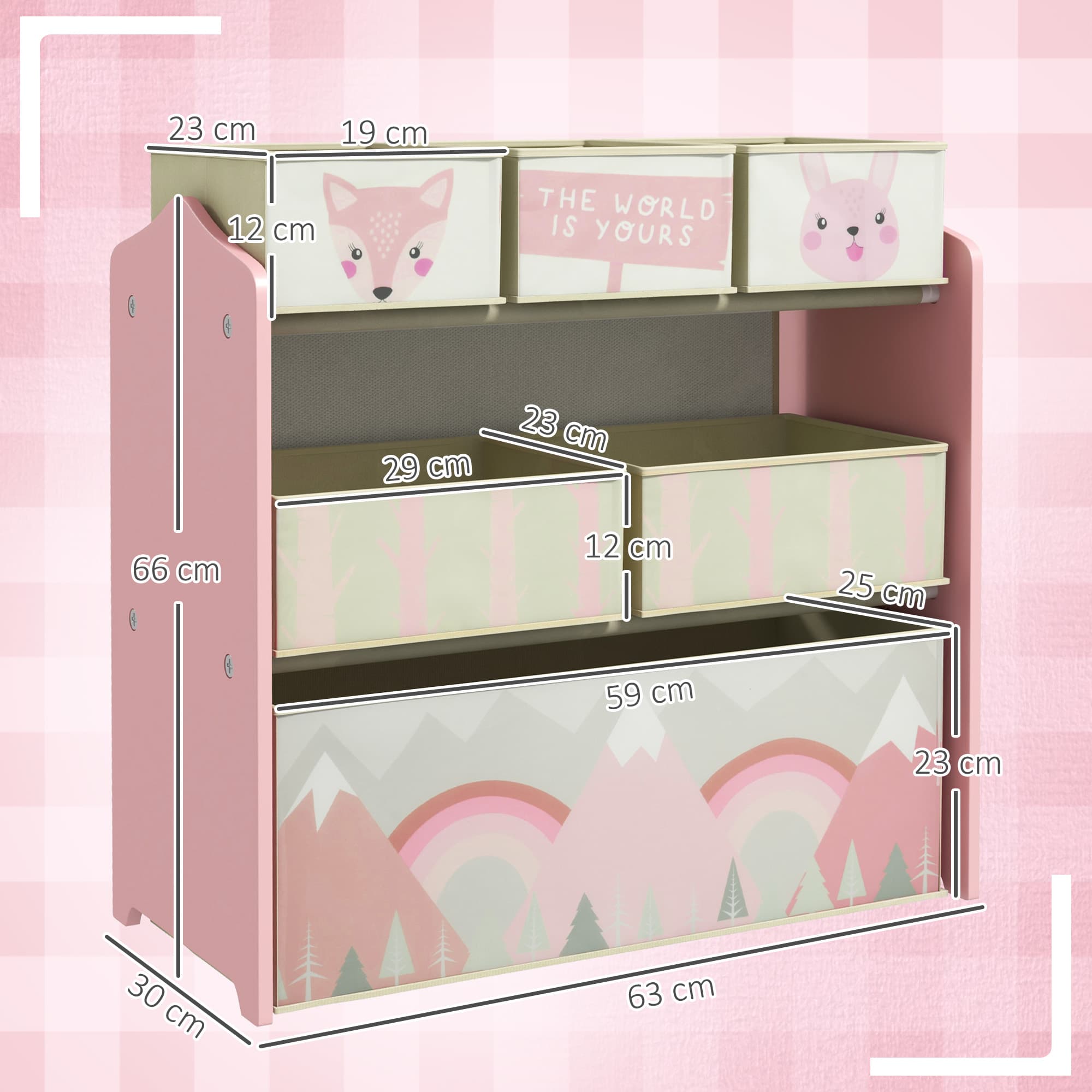 Kids Pink Toy Storage Organiser With Six Bins - image 10