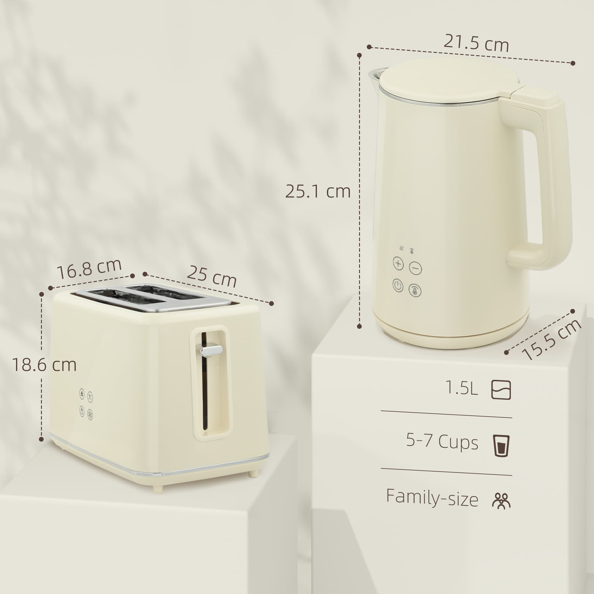 Premium Beige Digital Kettle and 2-Slice Toaster Set - image 1